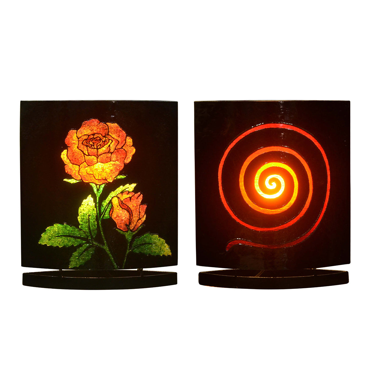 Gemstone Rose Flower Motif Table Lamp