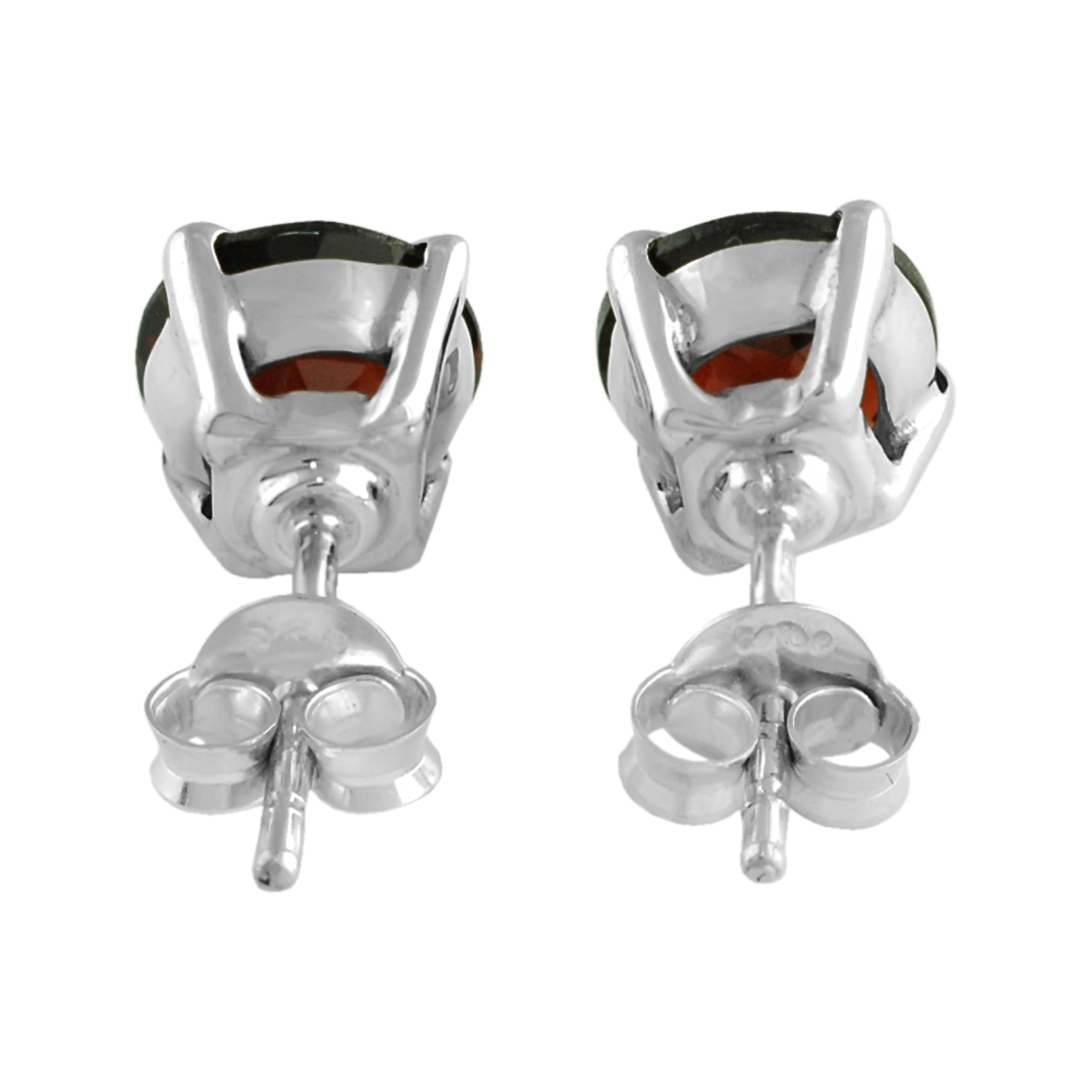 Faceted Garnet Post Style Earring Round 7 mm