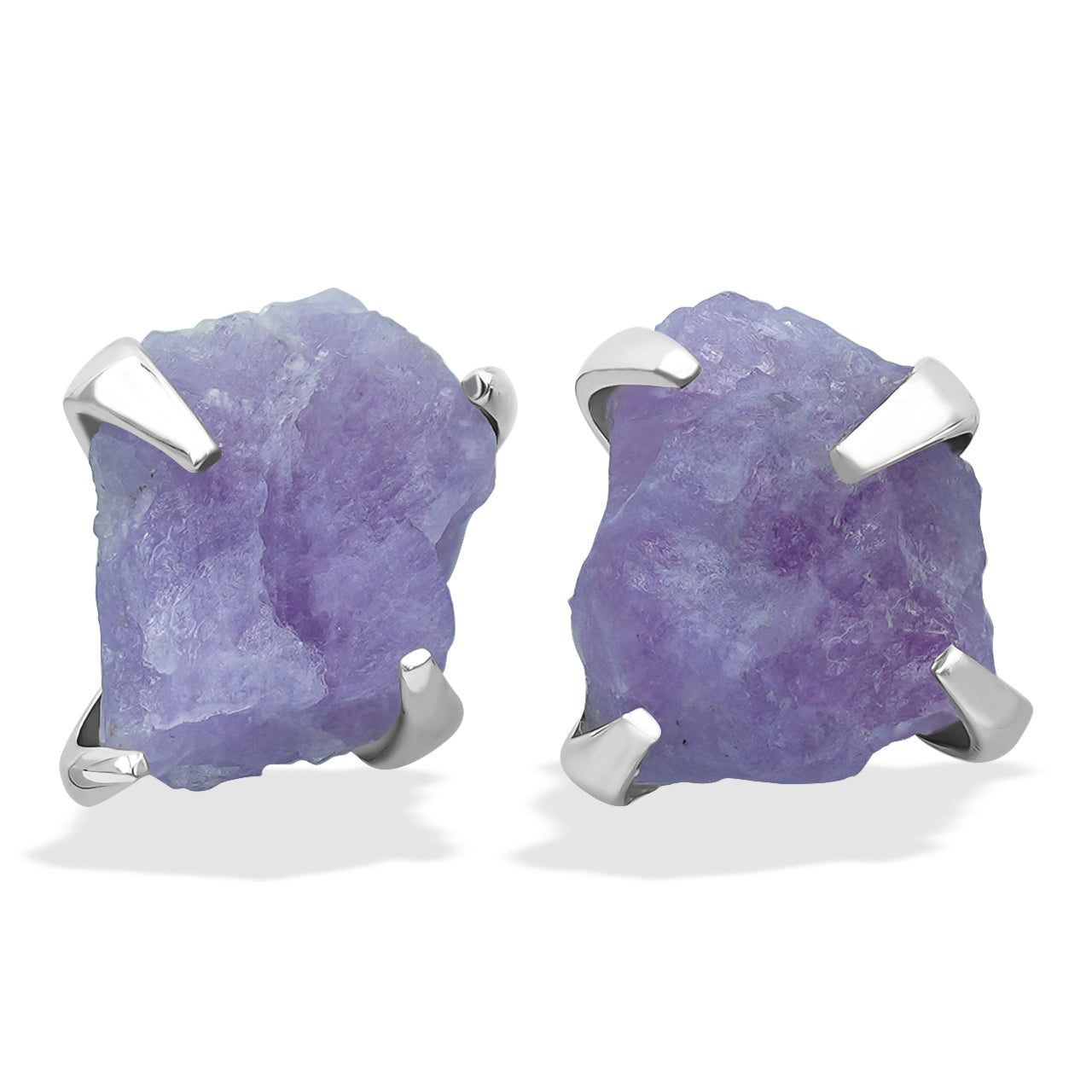 Fluorescent Hackmanite Prong Set Post Earrings