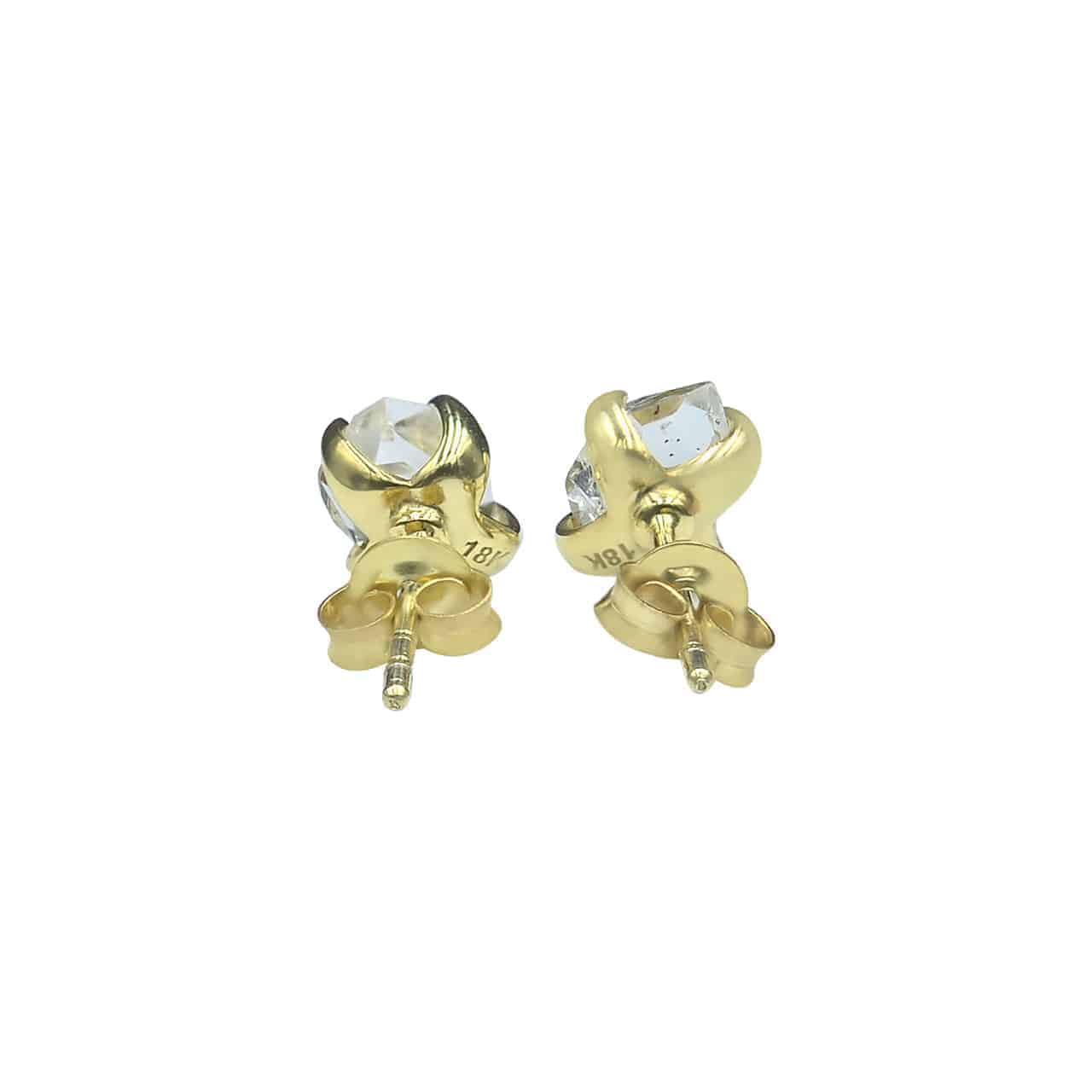 Herkimer Diamond Post Earrings in Solid 18K Gold
