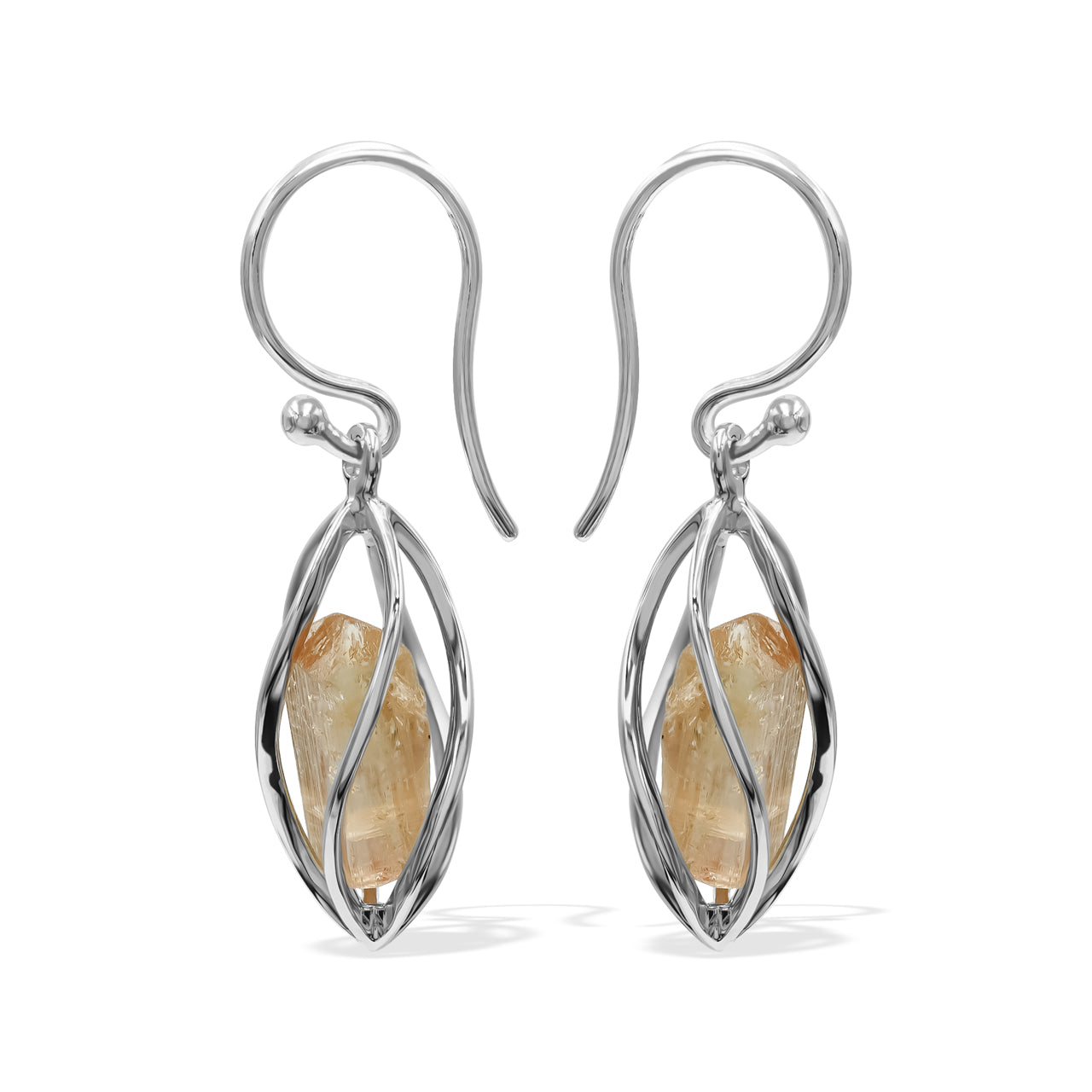 Imperial Topaz Crystal Spiral Caged Earrings