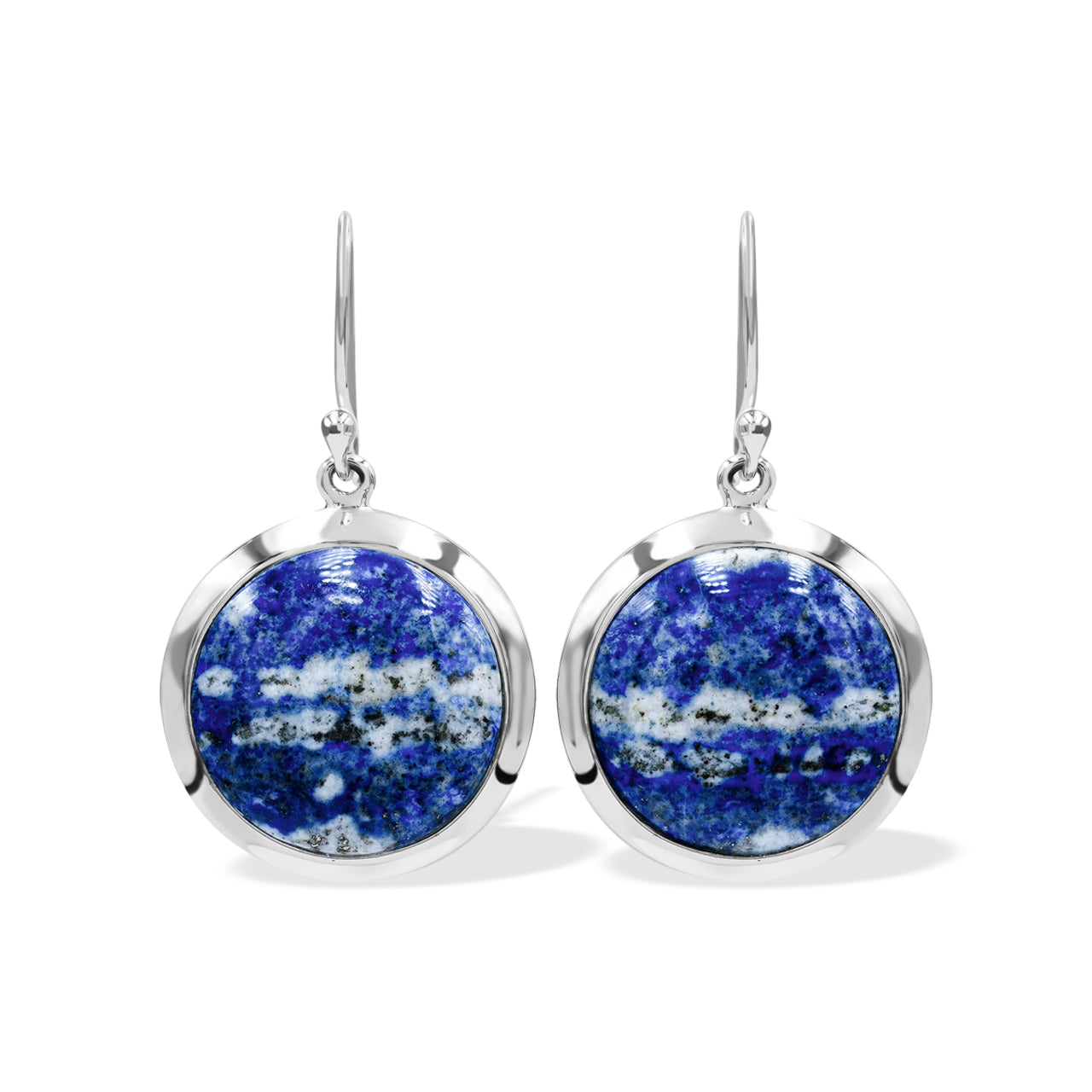 Lapis Lazuli Medallion Style Earring in Sterling Silver