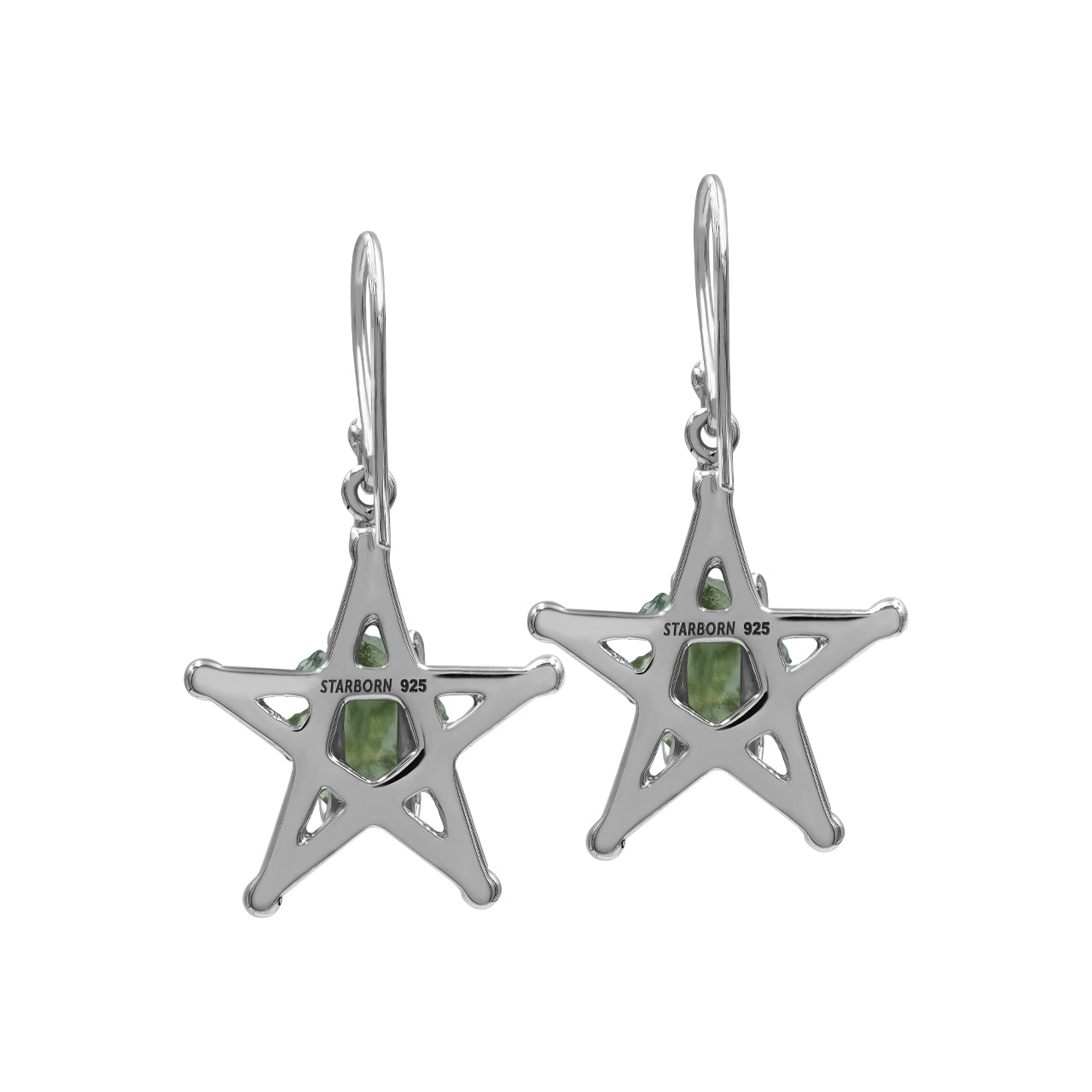Moldavite Star Earrings