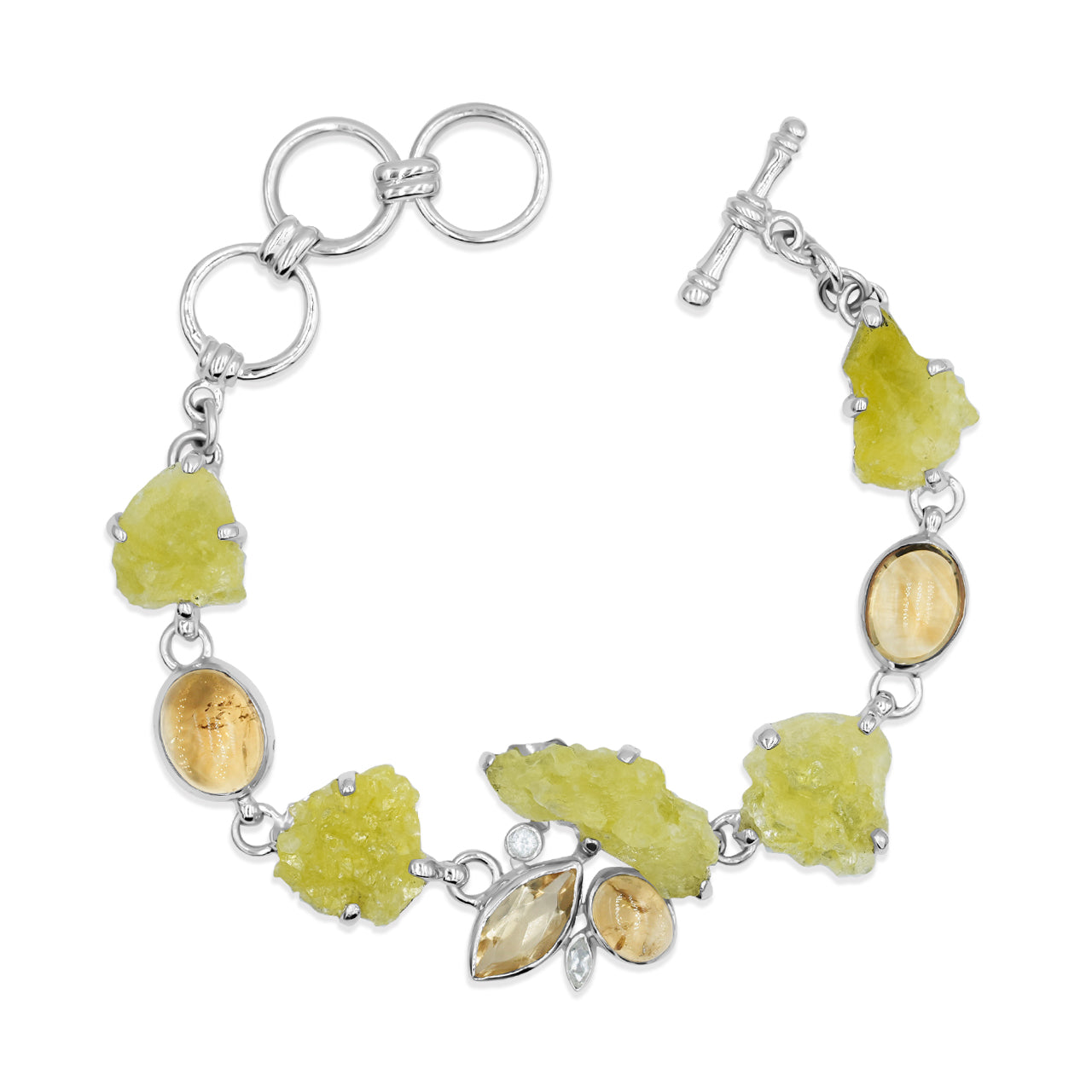 Citrine, Brucite & White Topaz Bracelet
