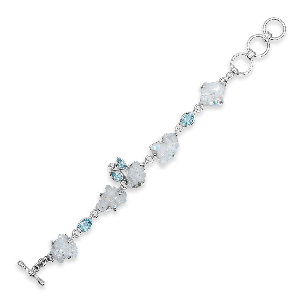 Angel Aura Quartz Crystal, Blue Topaz & White Topaz Bracelet
