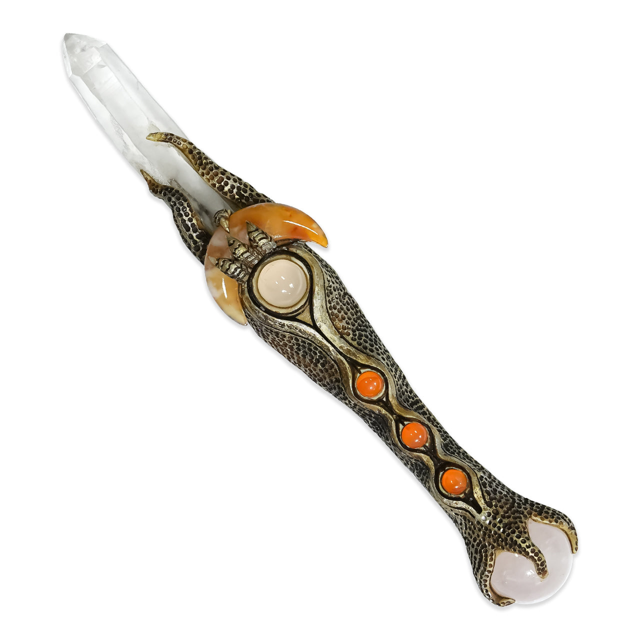 The Flame Agate Crystal Wand 7" long.