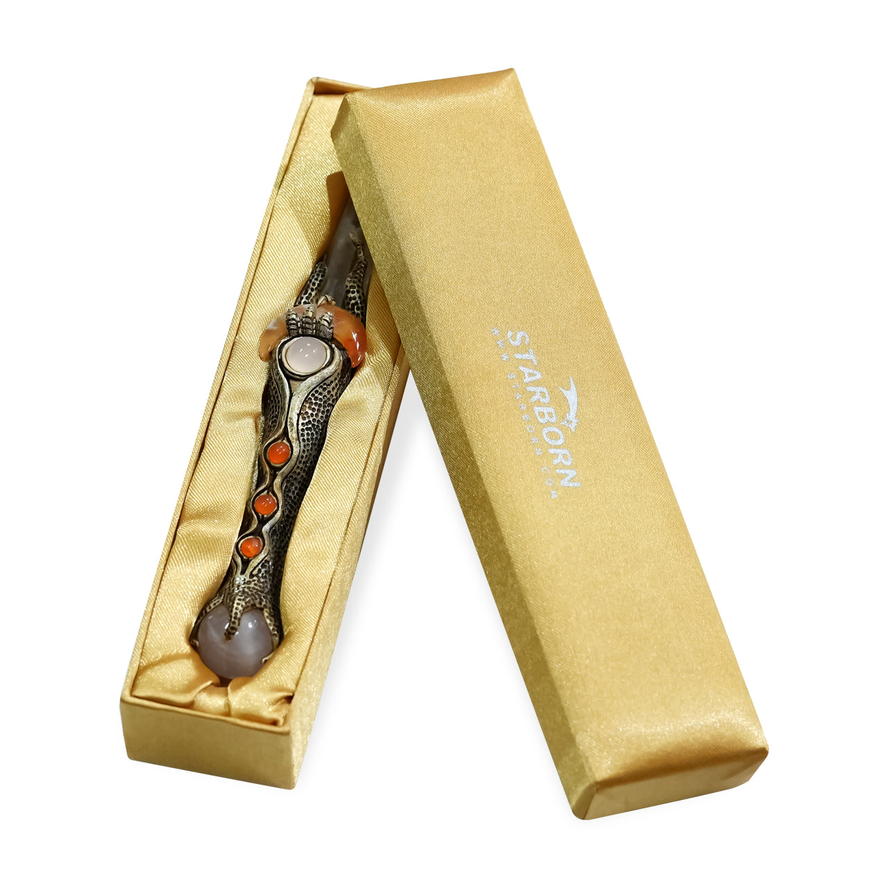 The Flame Agate Crystal Wand 7" long.