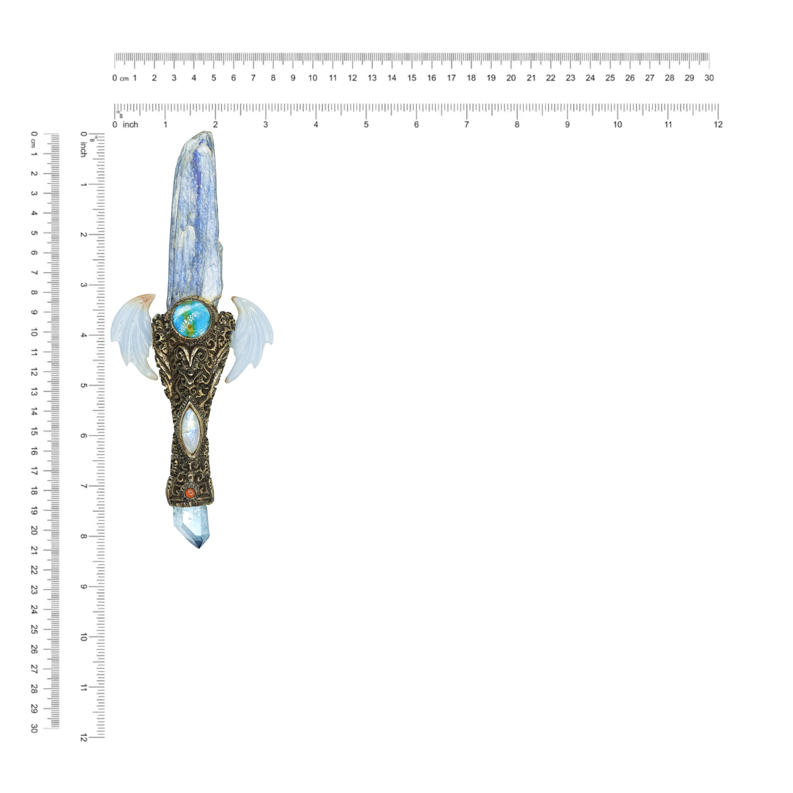 Kyanite Crystal & Angelite Wings Wand