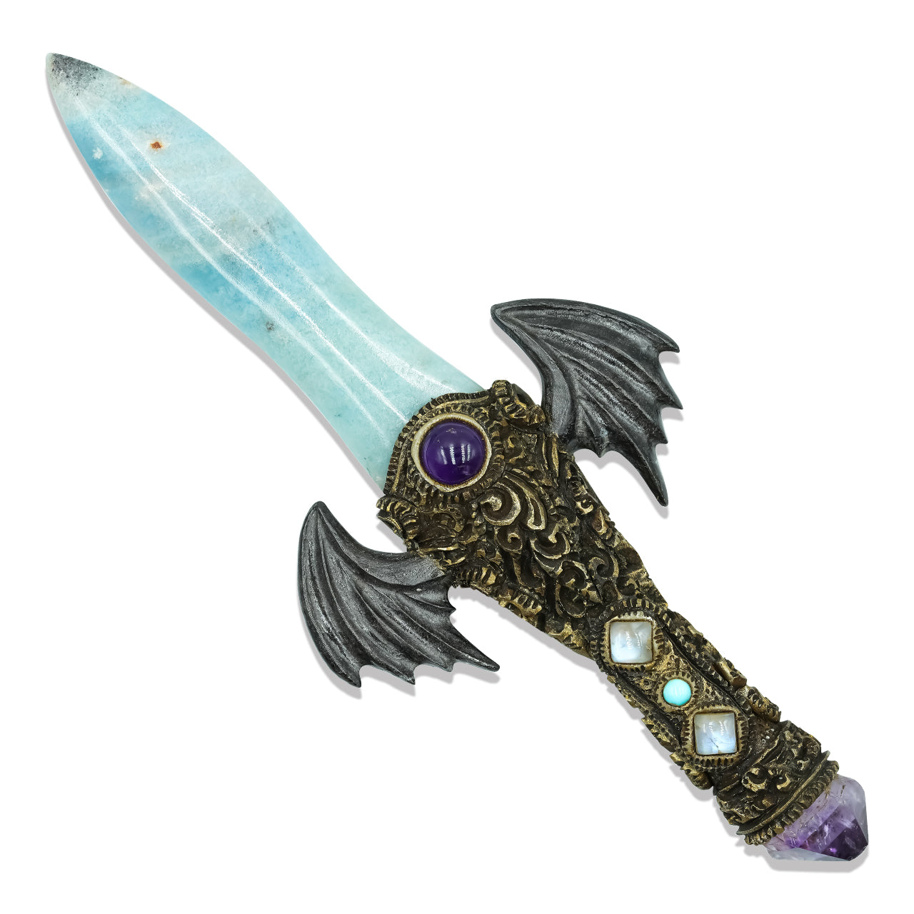 Trolleite with Rainbow Obsidian Wings Wand