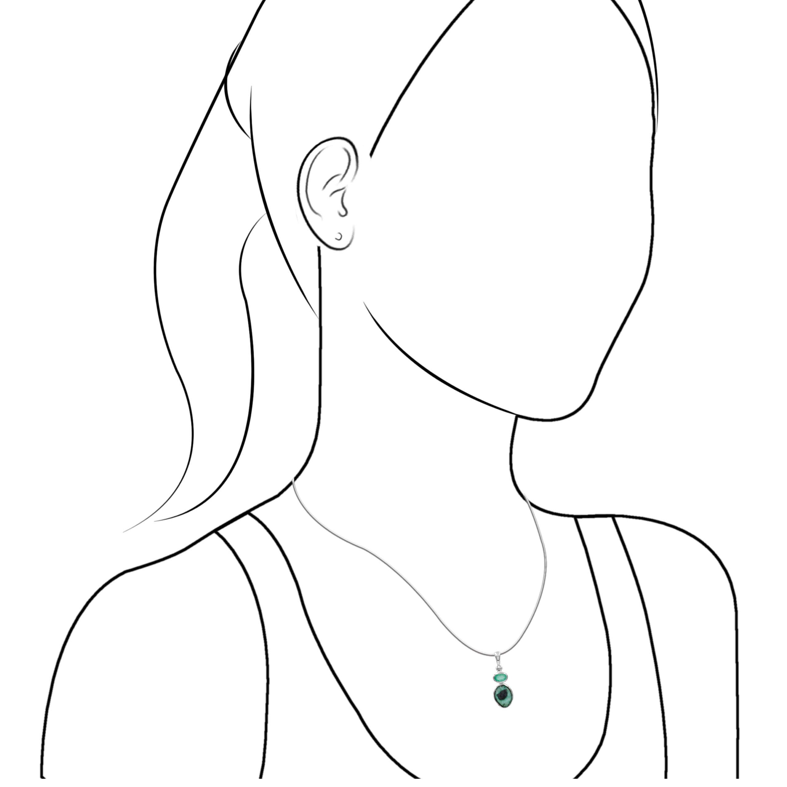 Emerald and Bi-color Ruby Pendant in Sterling Silver