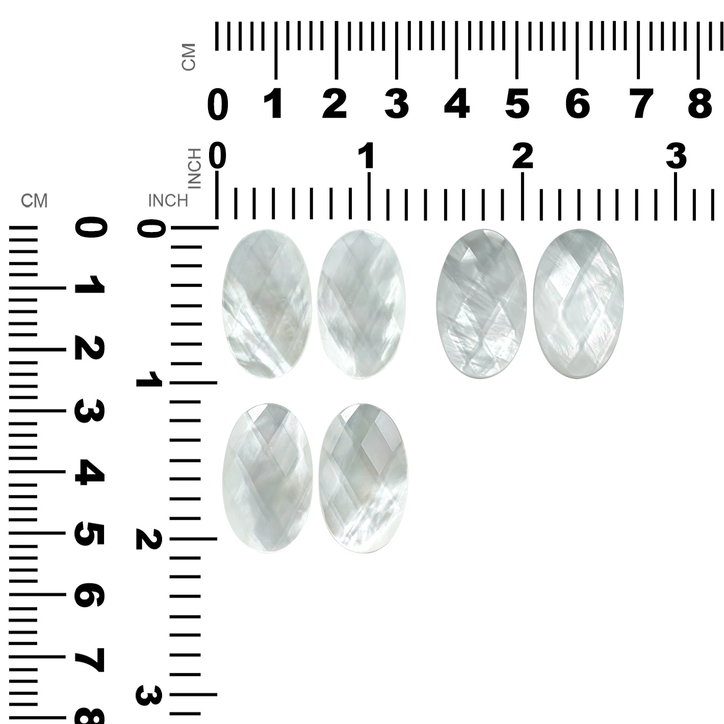 Faceted Crystal Top Mother of Pearl Oval 25mm - 1 pair