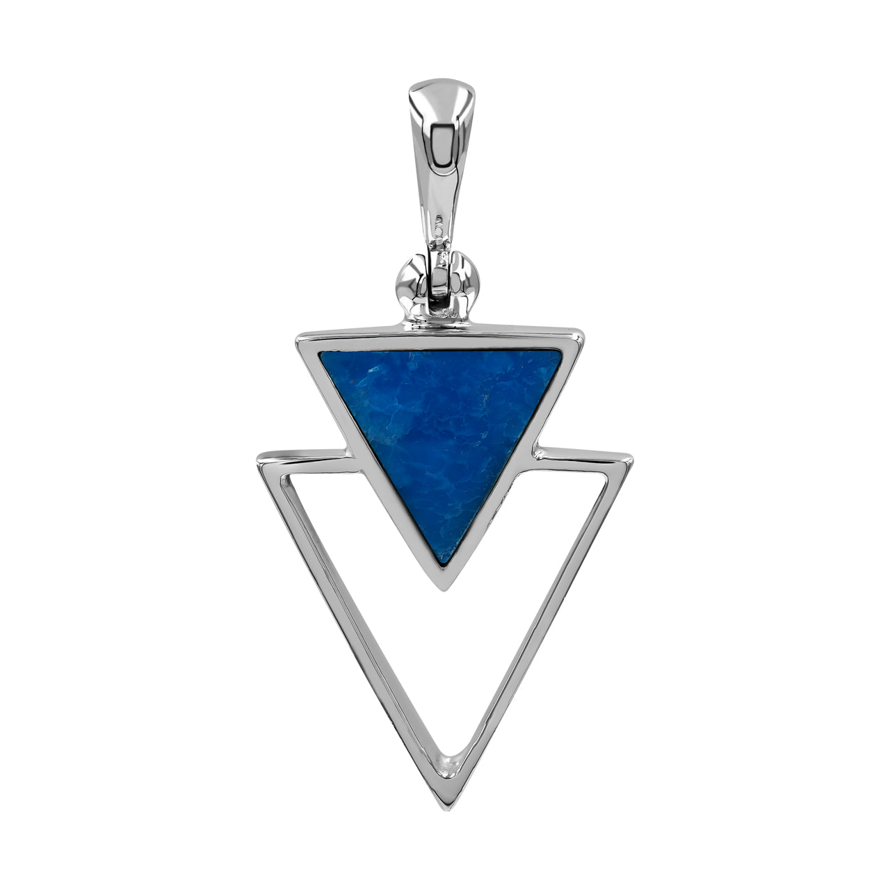 Peruvian Blue Opal Triangle Stacked Pendant & Earring Set