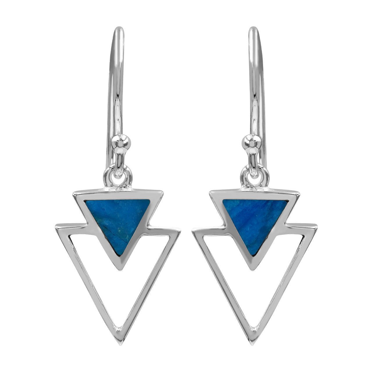 Peruvian Blue Opal Triangle Stacked Pendant & Earring Set
