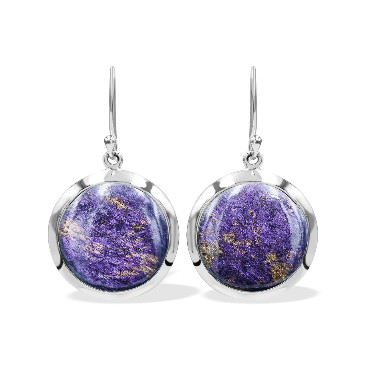 Starborn Round 18mm Purpurite Medallion Style Earring in Sterling Silver - Medium