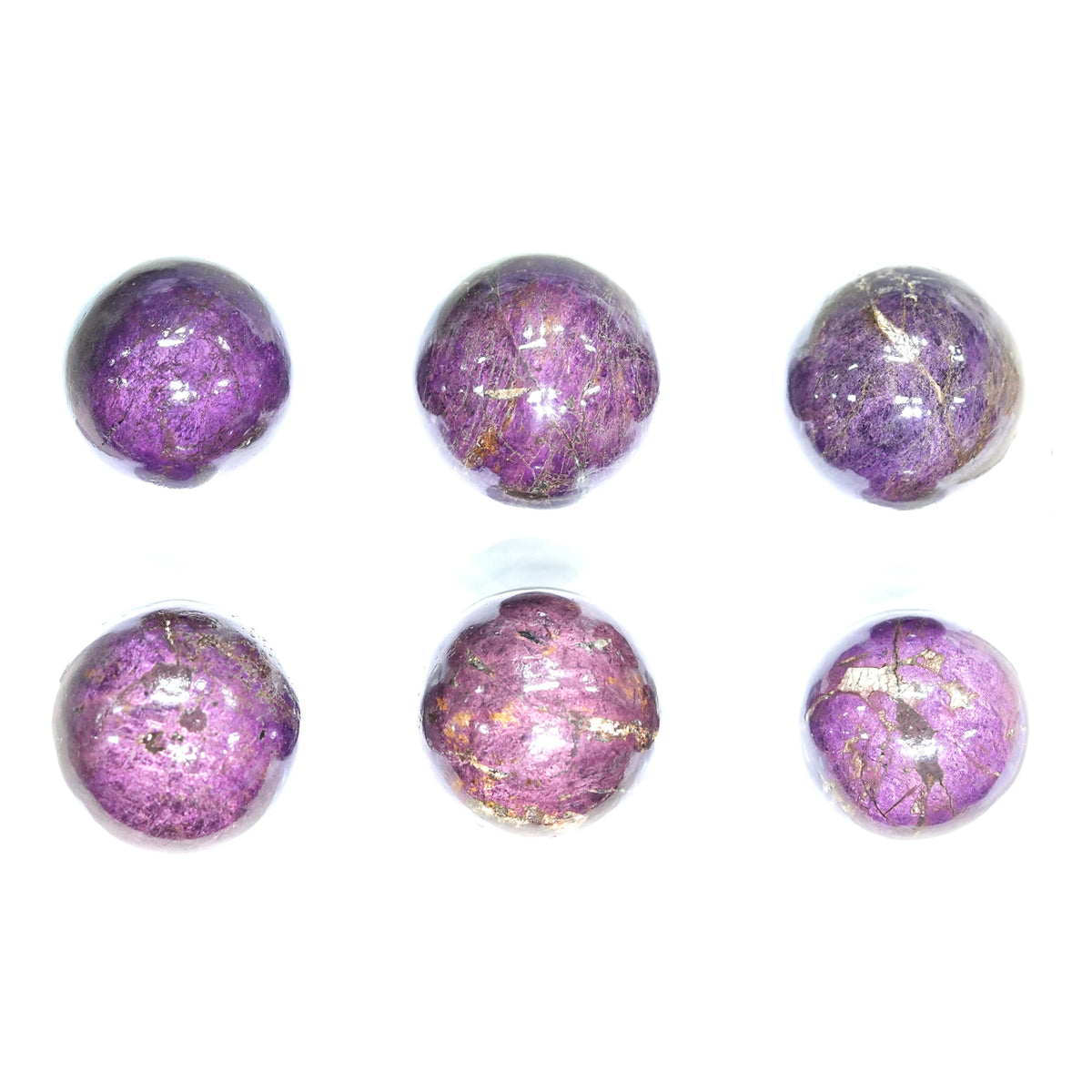 Polished Purpurite Spheres- 6 pcs