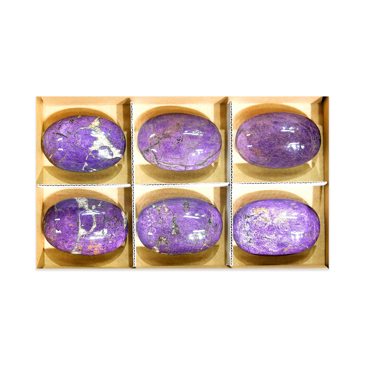 Purpurite Polished Palm Stone 600 grams - 6 pieces
