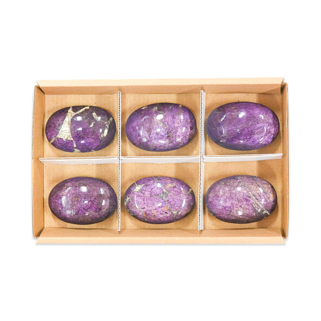 Purpurite Polished Palm Stone 600 grams - 6 pieces