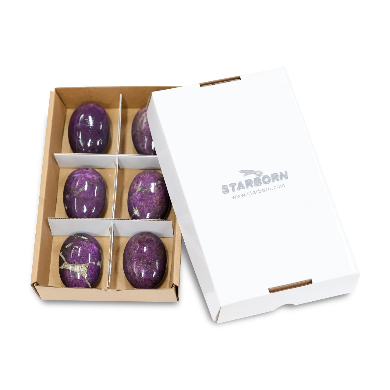 Purpurite Polished Palm Stone 600 grams - 6 pieces