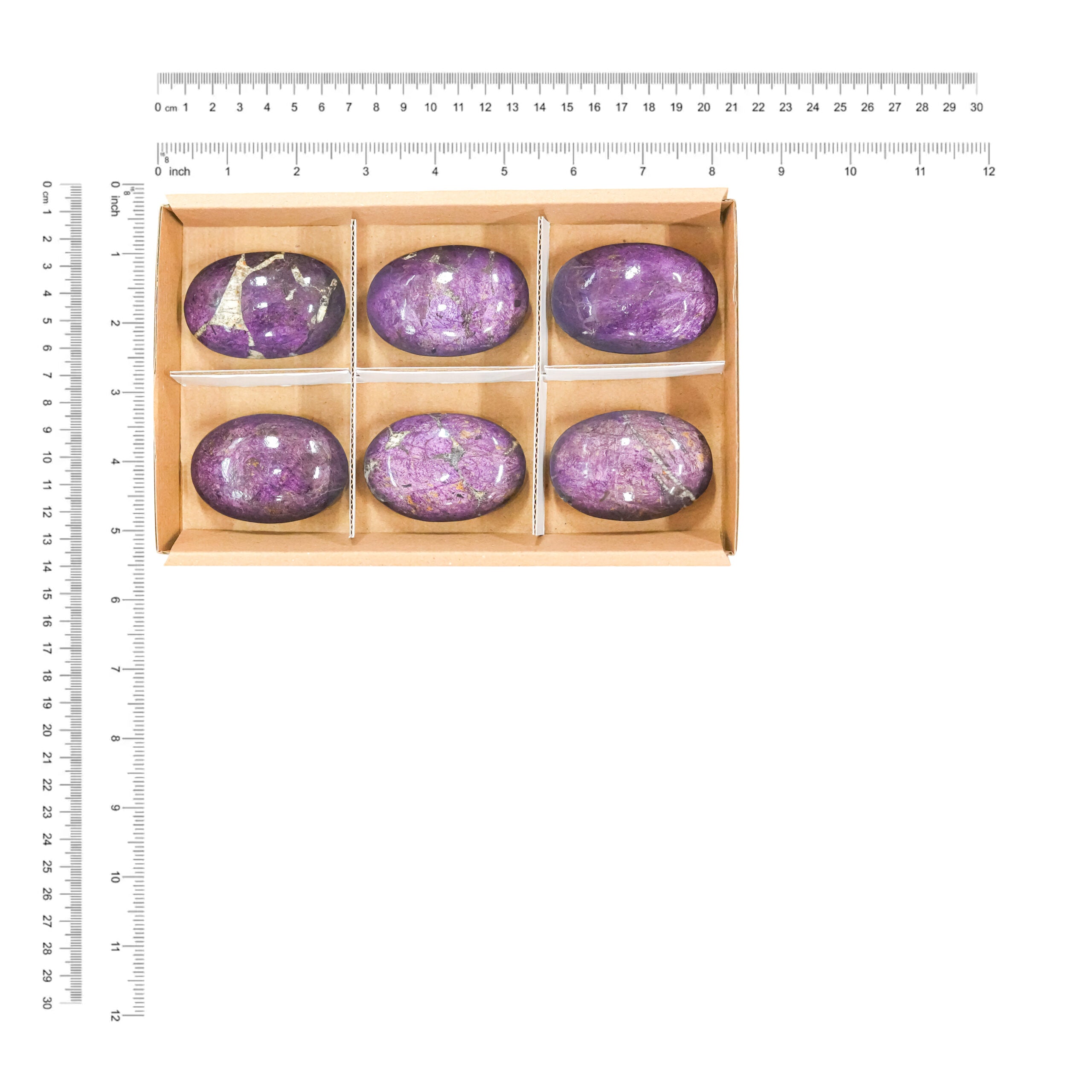 Purpurite Polished Palm Stone 600 grams - 6 pieces