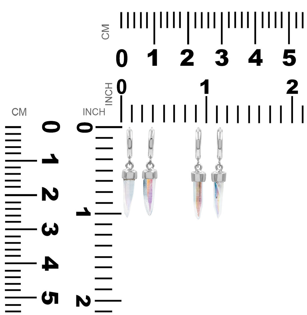 Angel Aura Quartz Crystal 7.5mm Mini Hoop Earrings in Sterling Silver - Small