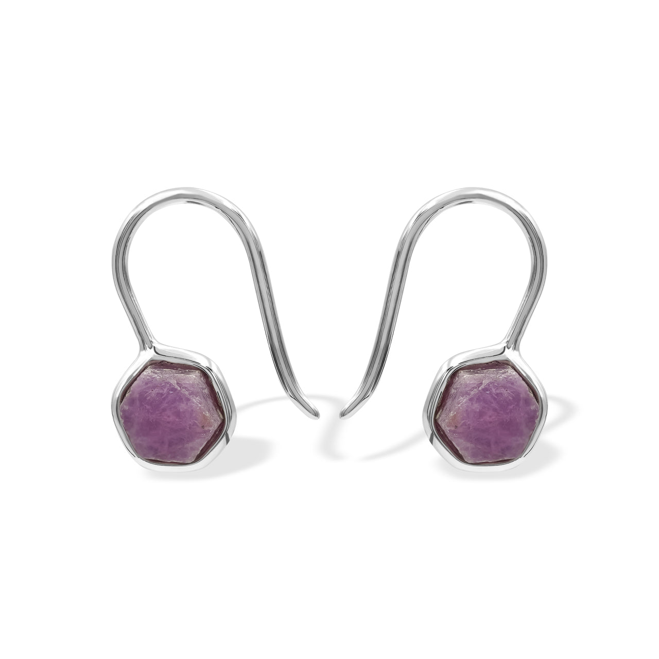 Ruby Crystal with Silver Band Earrings