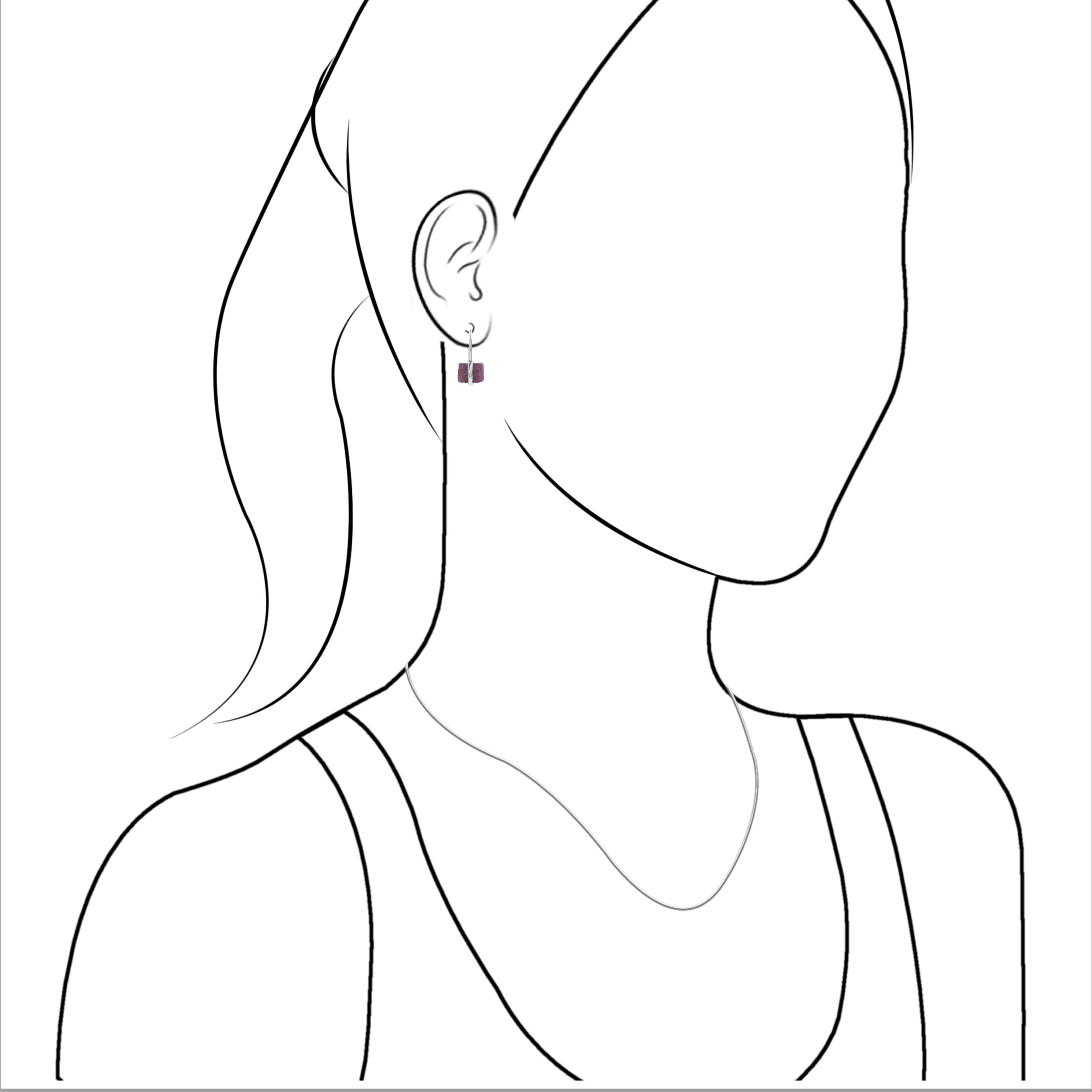 Ruby Crystal with Silver Band Earrings