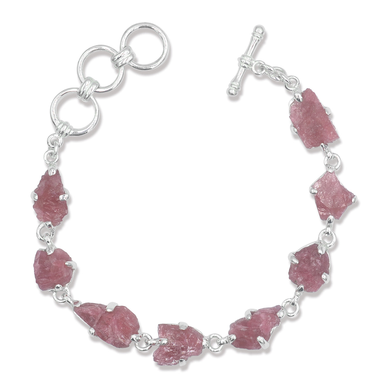8 pcs Rough Rhodonite Prong Set Bracelet