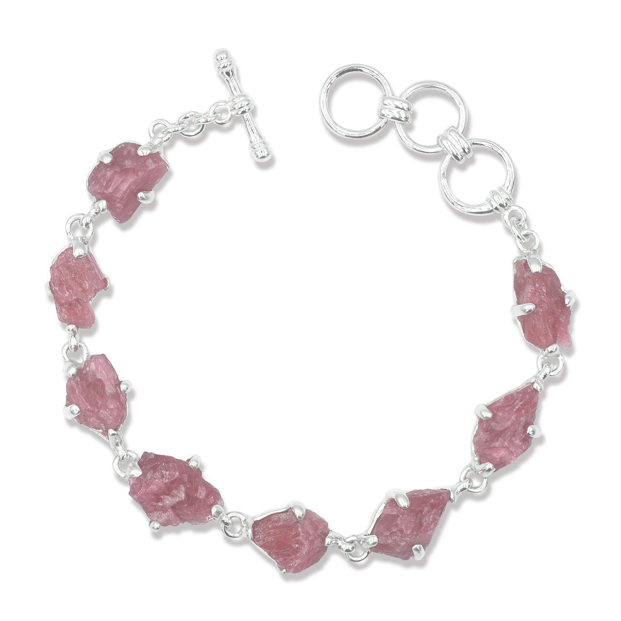 8 pcs Rough Rhodonite Prong Set Bracelet