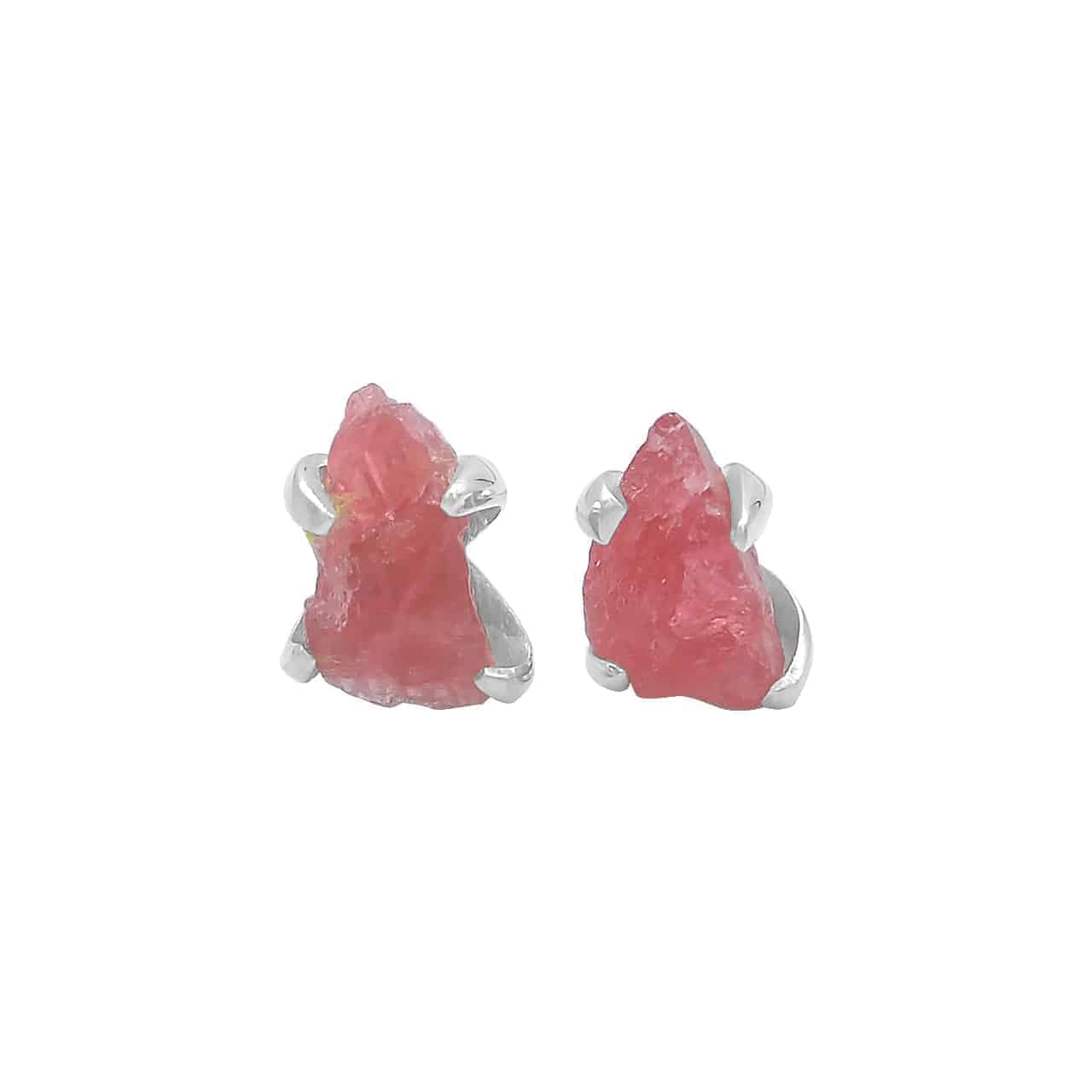 Genuine Rough Rhodonite Post Earrings