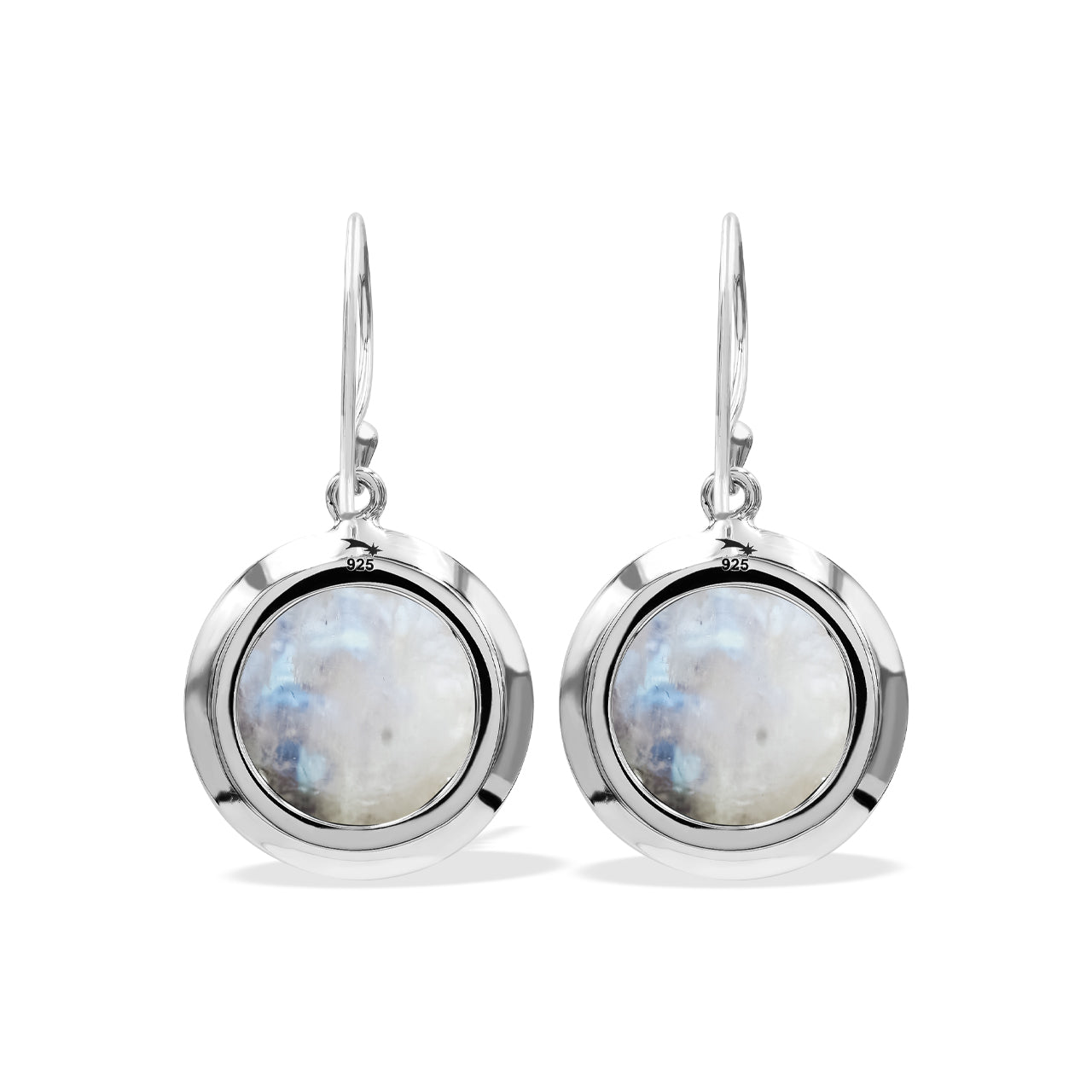 Hand Carved Rainbow Moonstone Dangle Earrings