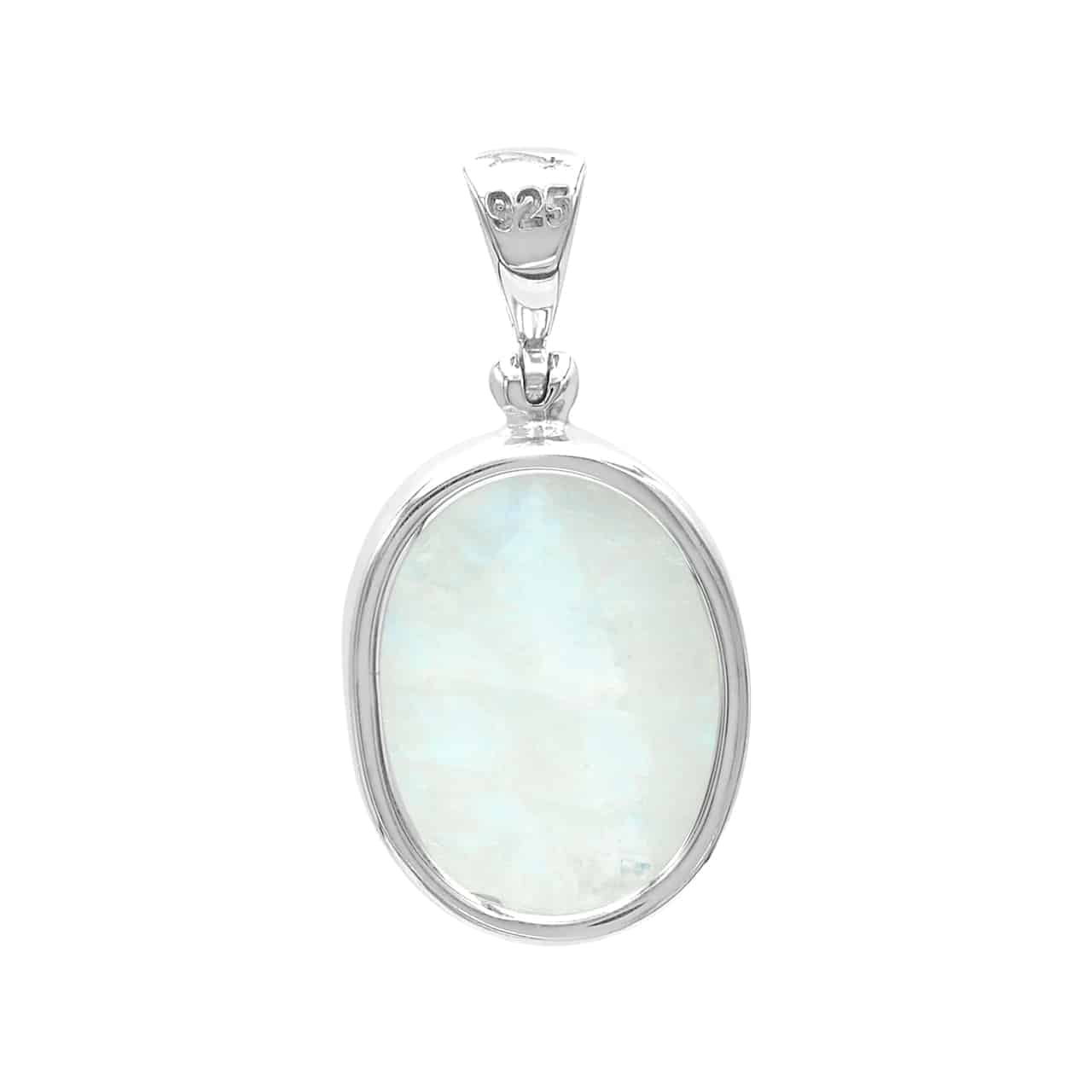 Rainbow Moonstone Rough Oval Pendant