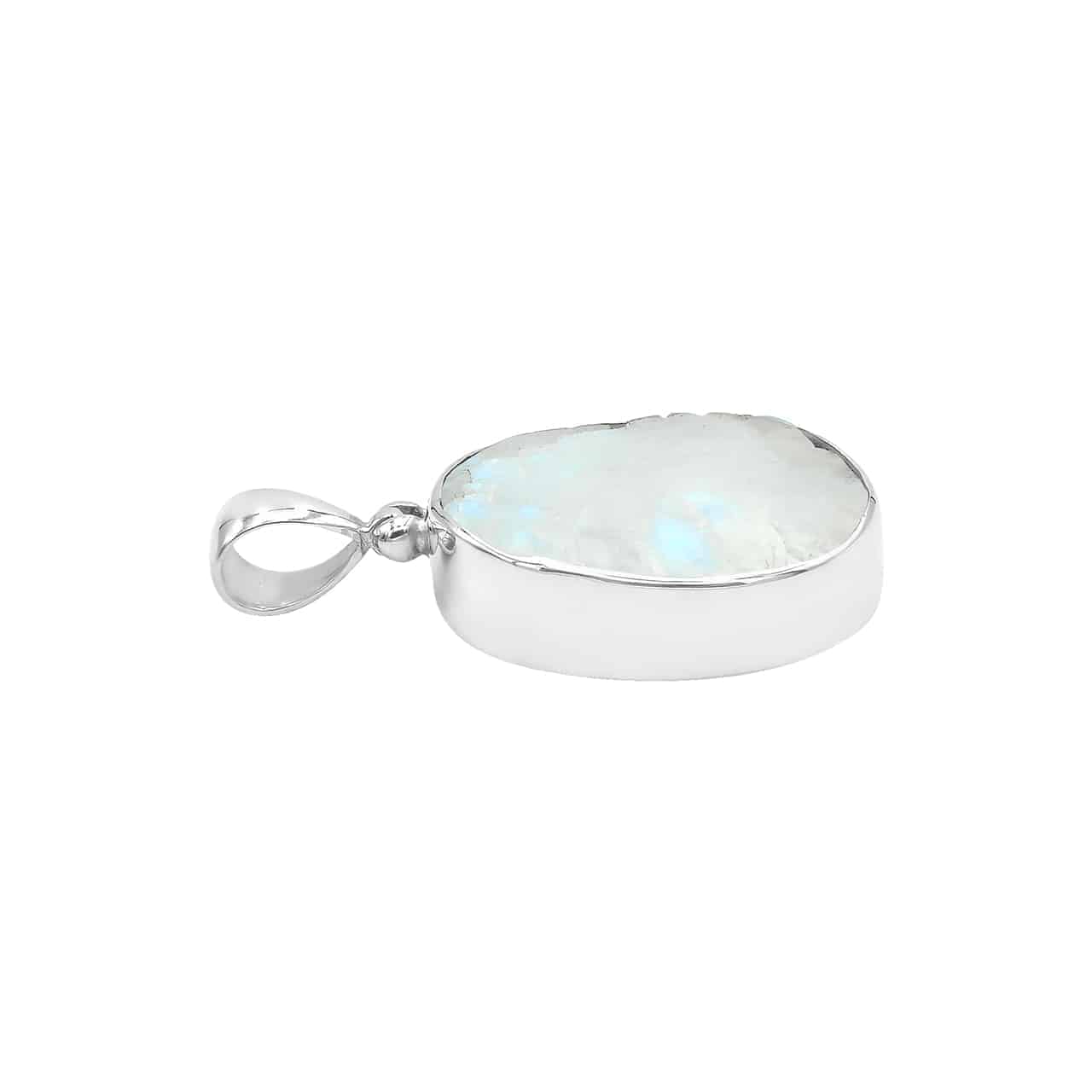 Rainbow Moonstone Rough Oval Pendant