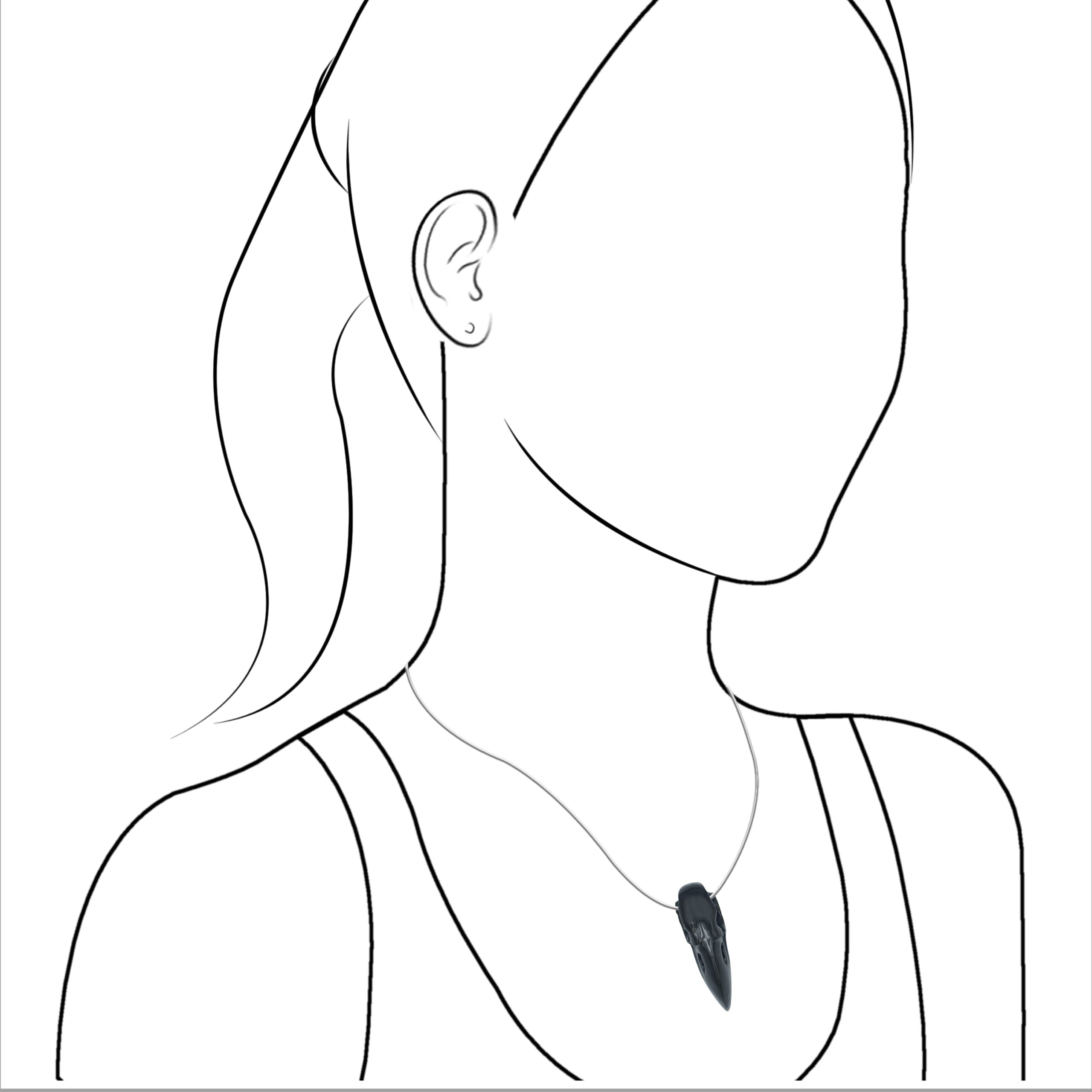 Rainbow Obsidian Raven Skull Pendant Necklace