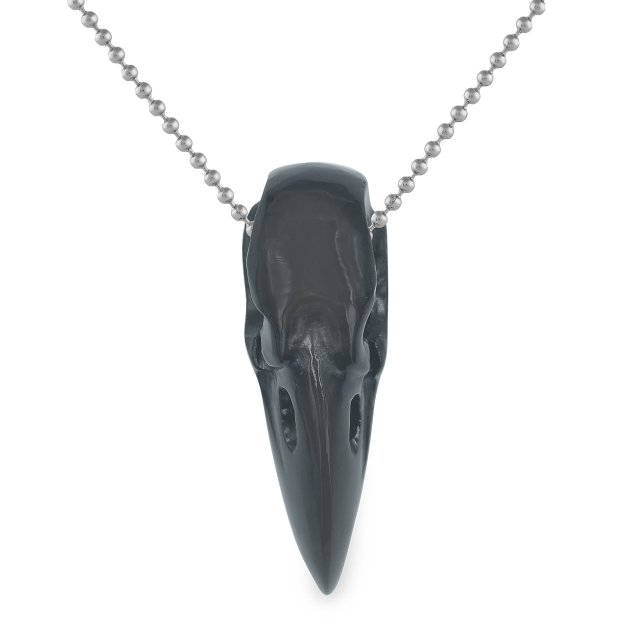 Rainbow Obsidian Raven Skull Pendant Necklace