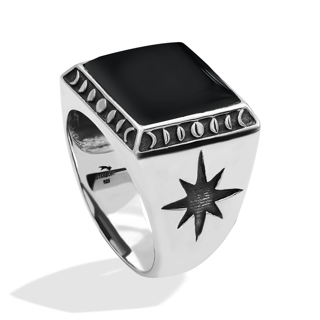 Men's Ring Rainbow Obsidian Square