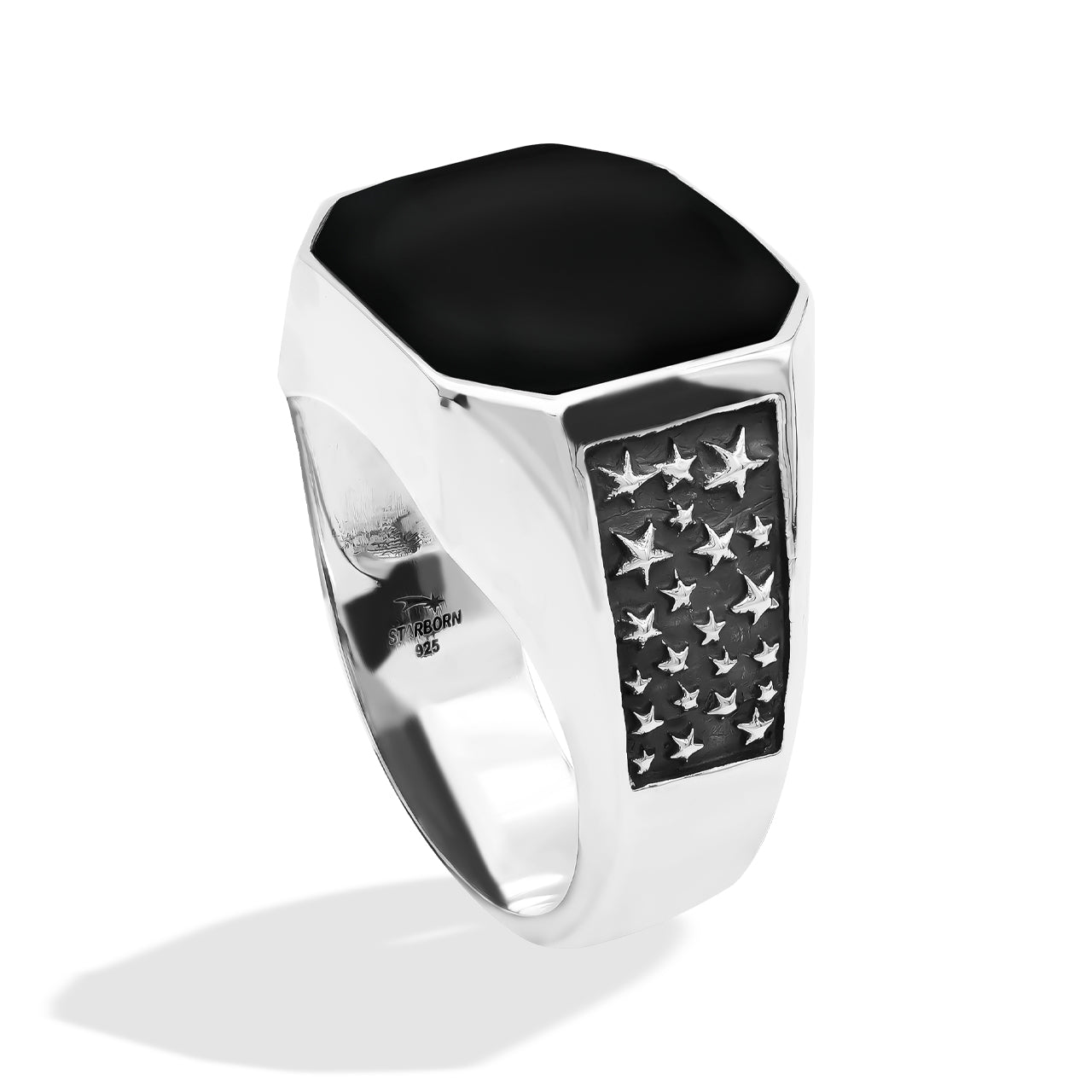 Men's Ring Rainbow Obsidian Octagon Shaped