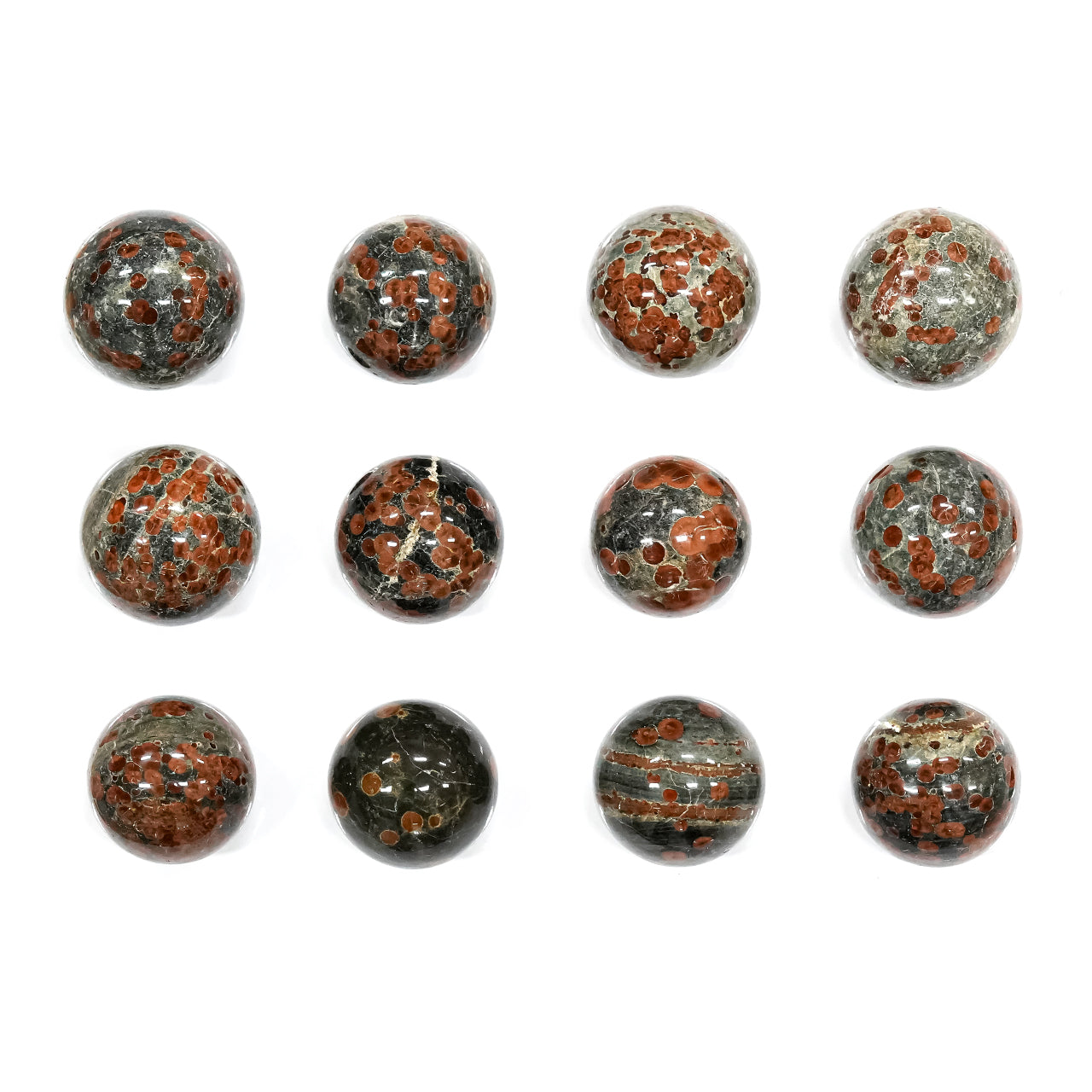 Red Planet Obsidian Spheres - 12 pcs