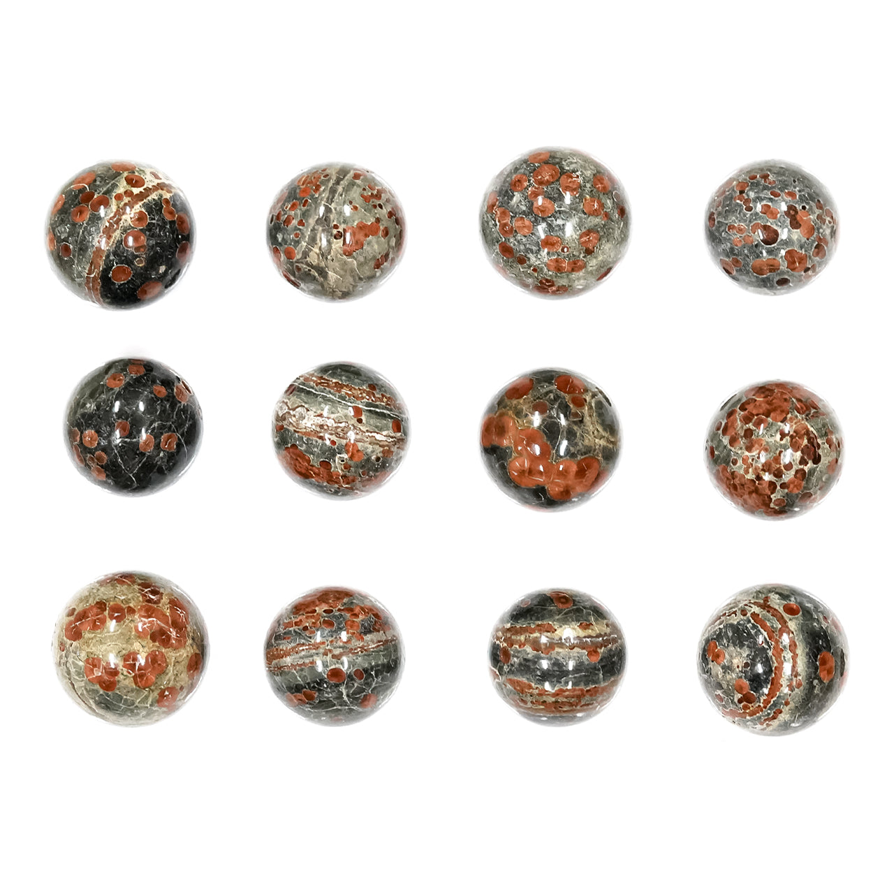 Red Planet Obsidian Spheres - 12 pcs