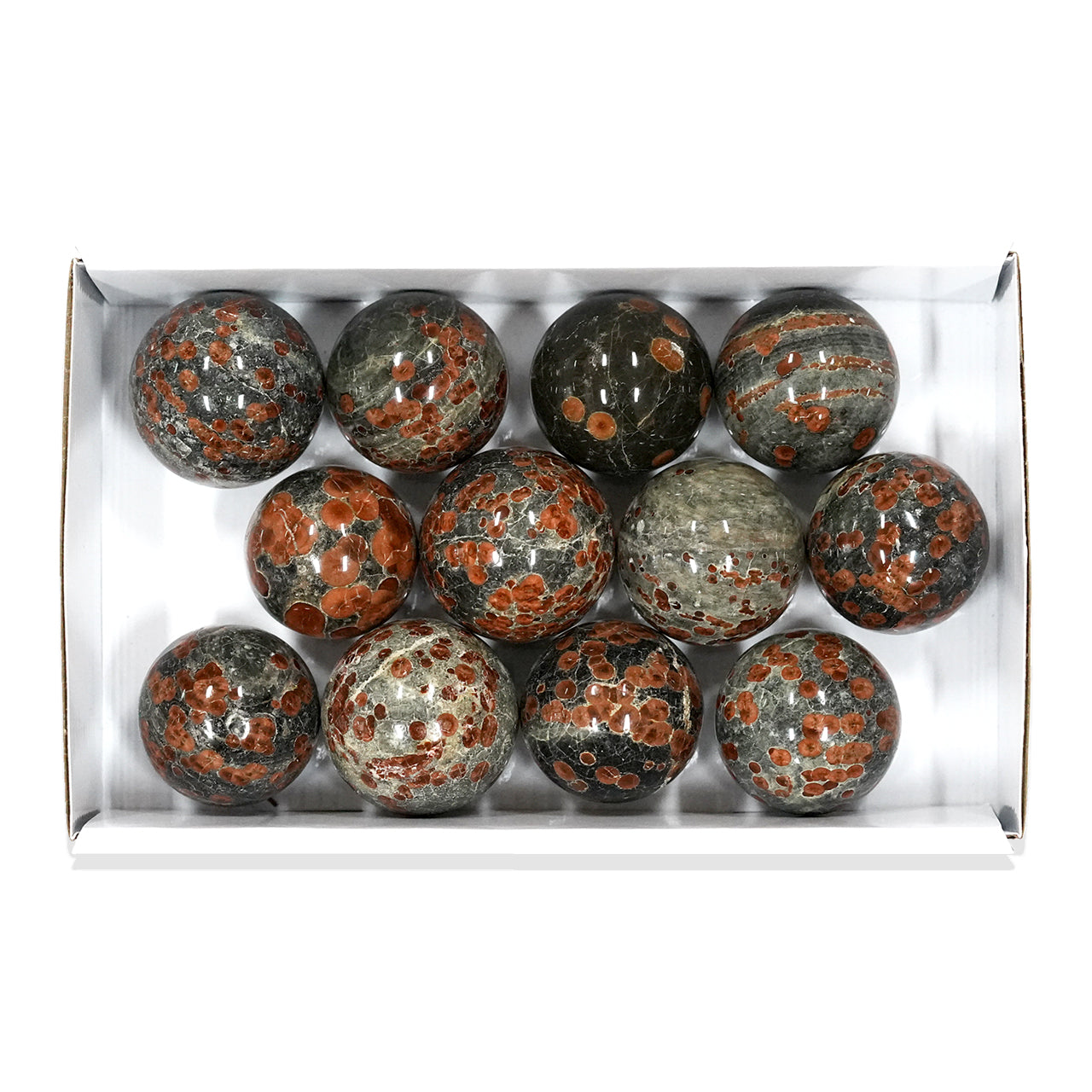 Red Planet Obsidian Spheres - 12 pcs