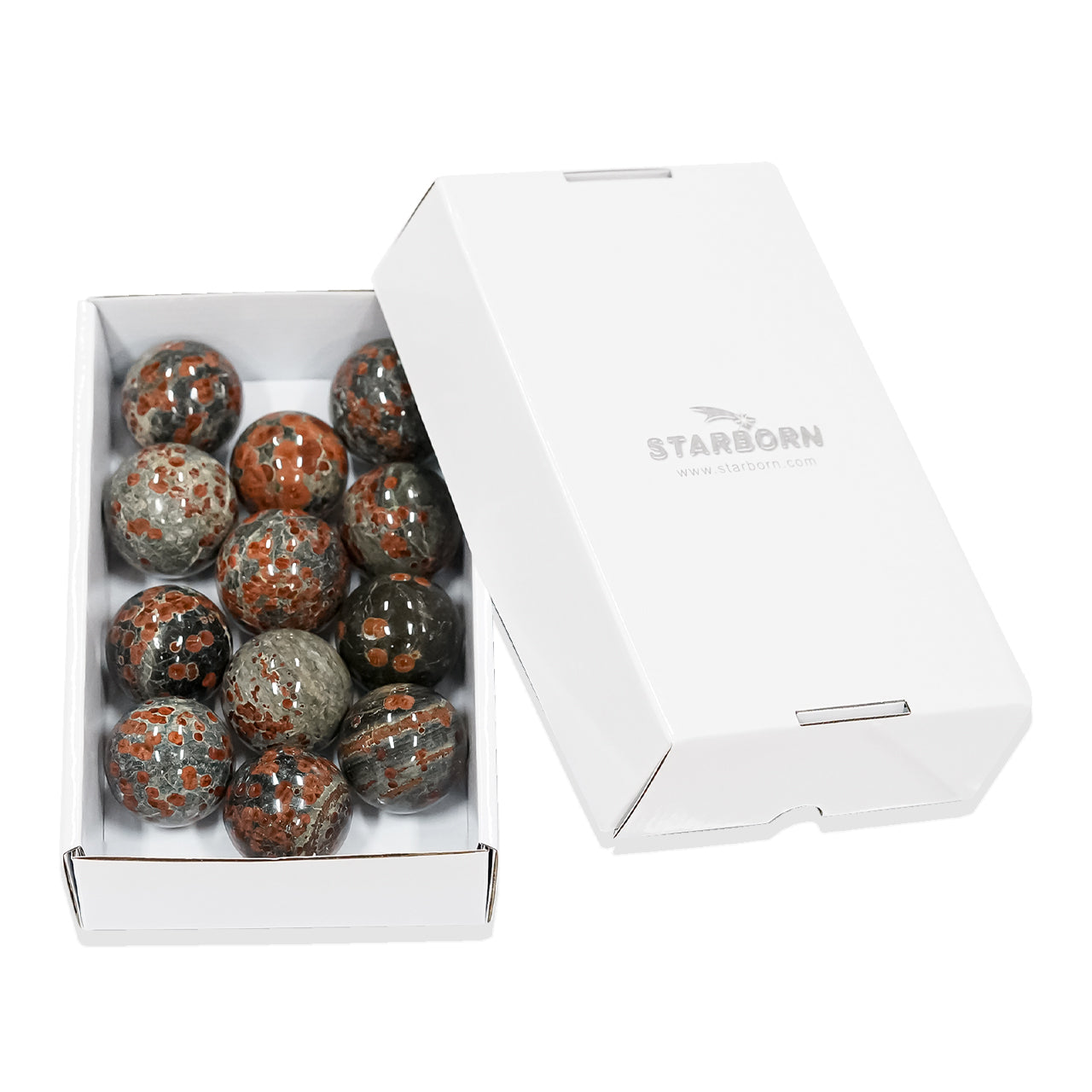 Red Planet Obsidian Spheres - 12 pcs