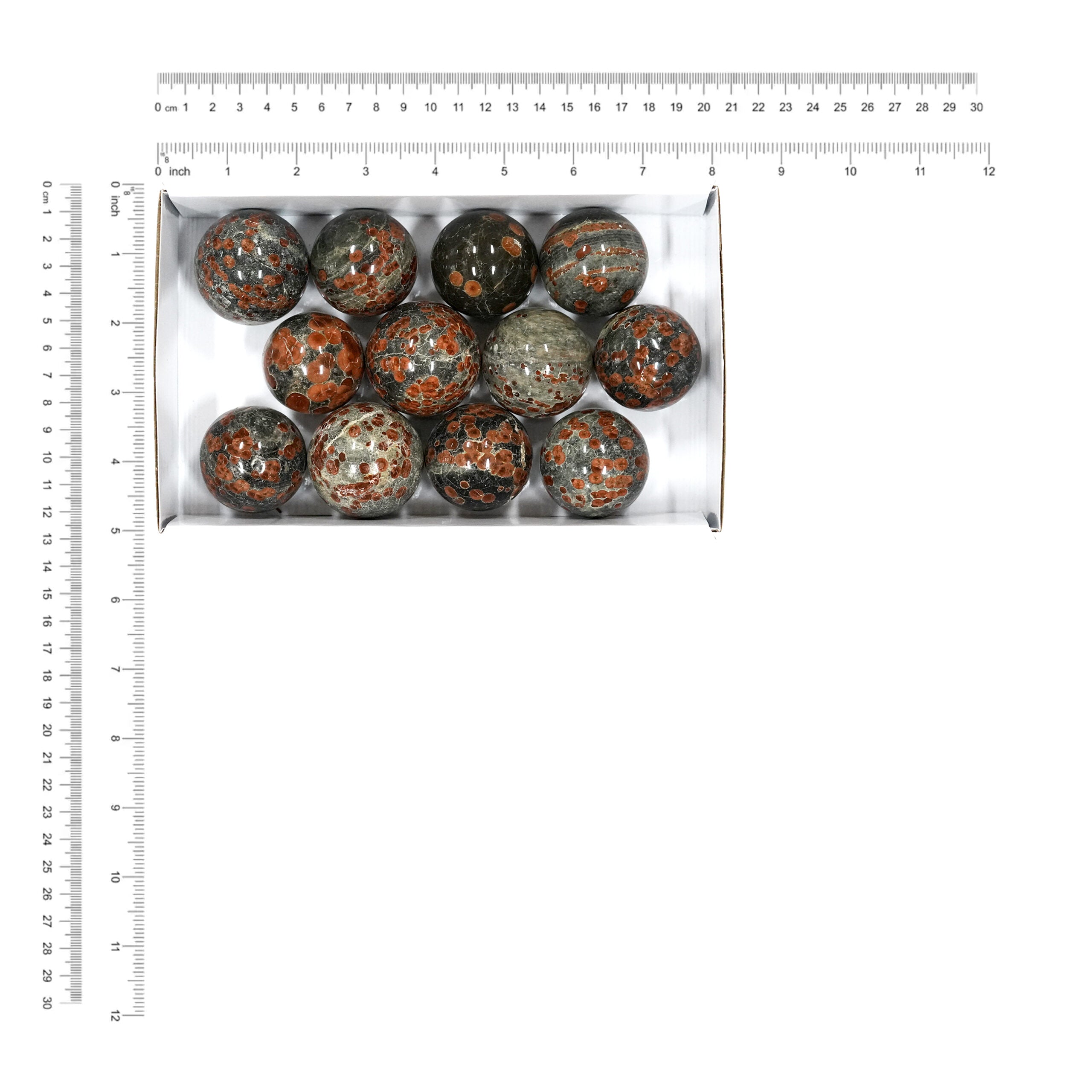 Red Planet Obsidian Spheres - 12 pcs