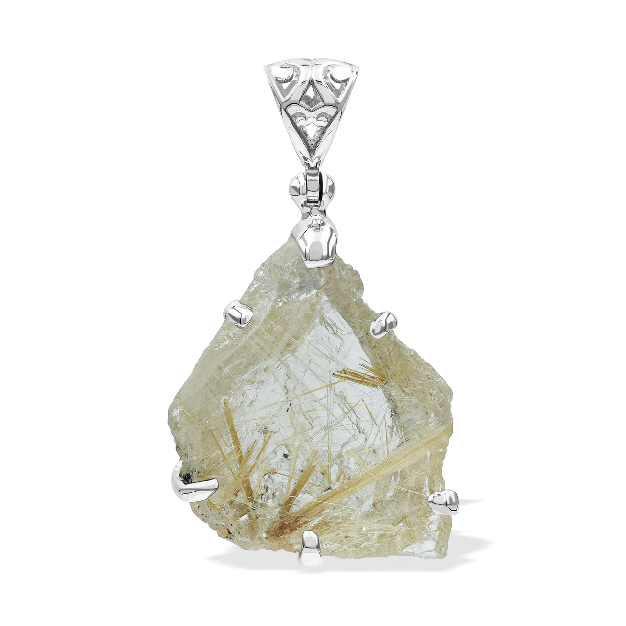 Charming Rutilated Quartz Prong Set Pendant