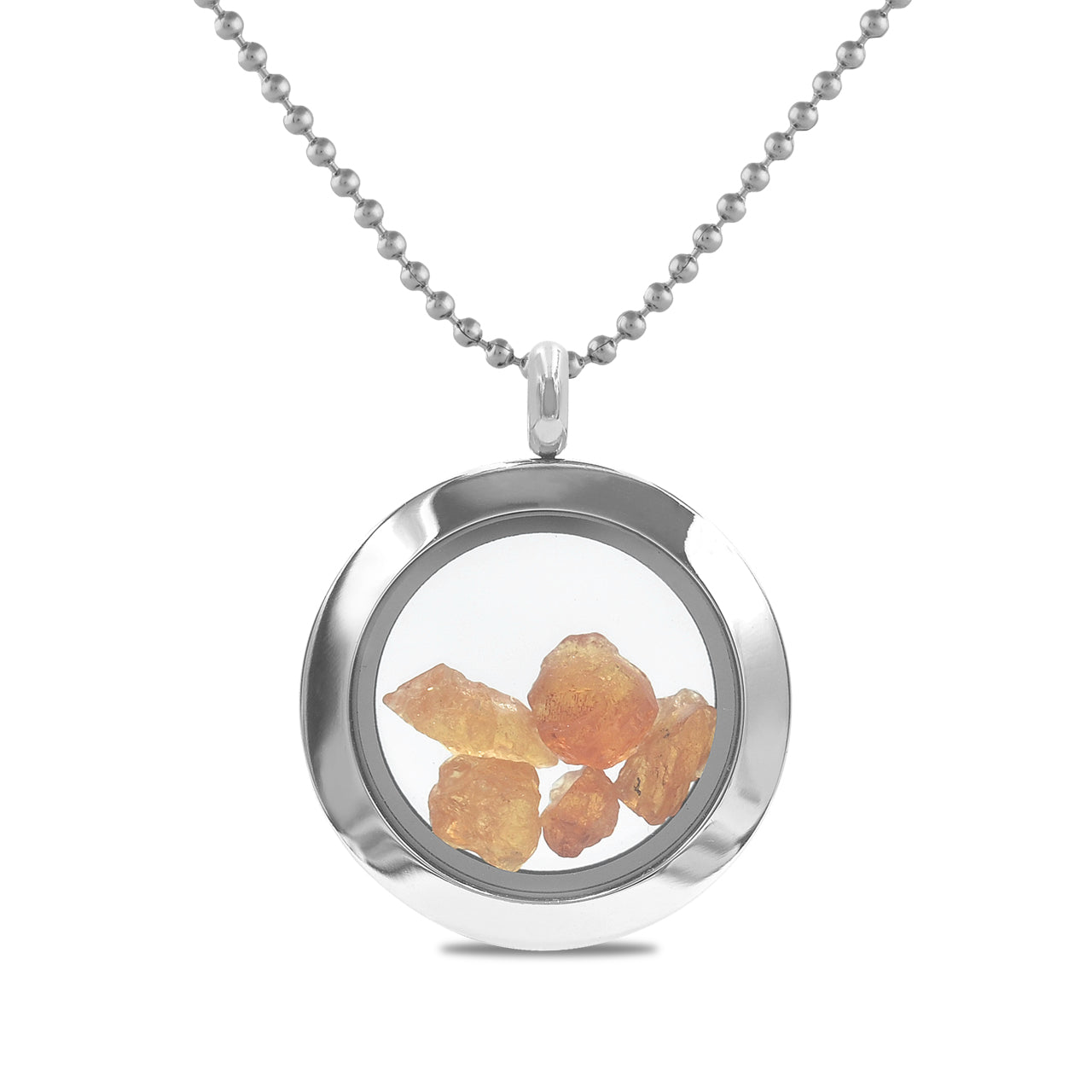 Spessartite Garnet Stainless-Steel Window Pendant Necklace