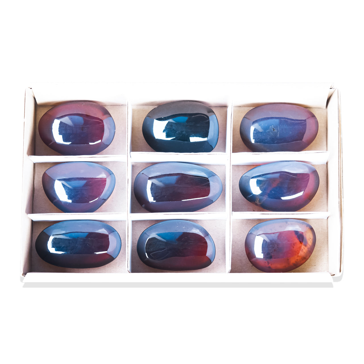 Blue Amber Freeform Palm Stones - 9 pcs