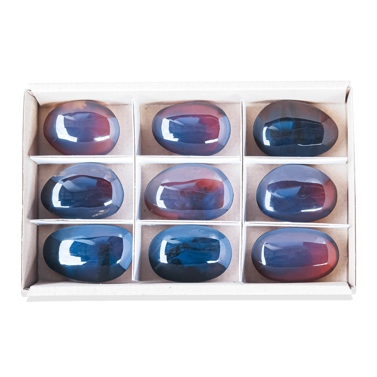 Blue Amber Freeform Palm Stones - 9 pcs