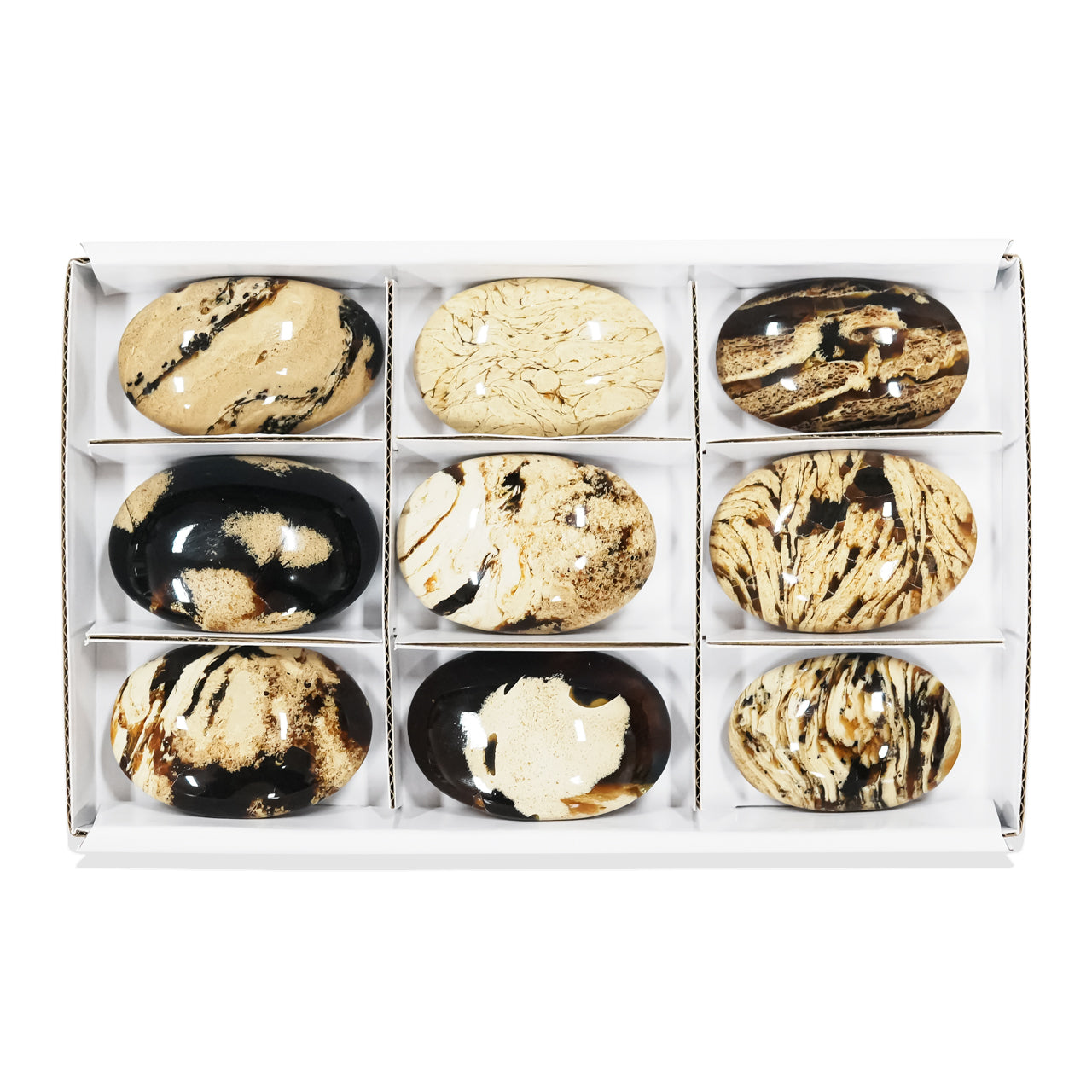 Milk & Honey Amber Polished Palm Stone - 9 pcs