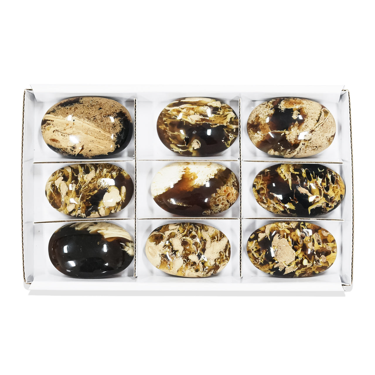 Milk & Honey Amber Polished Palm Stone - 9 pcs