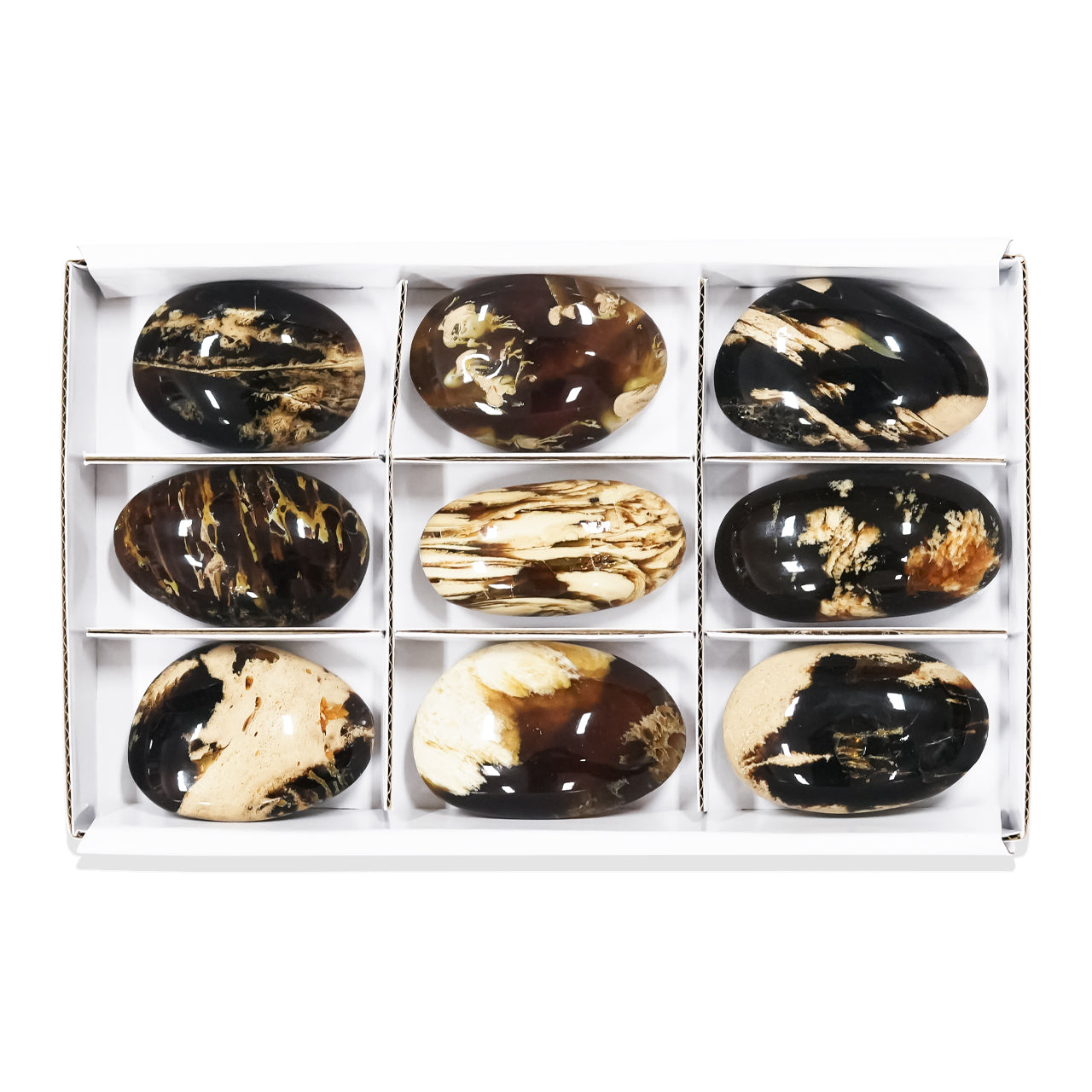 Freeform Milk & Honey Amber Polished Palm Stone - 9 pcs