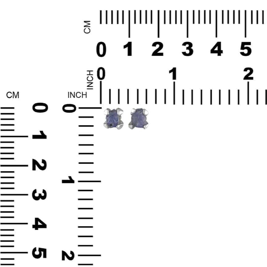 Rough Tanzanite Prong Set Post Earrings