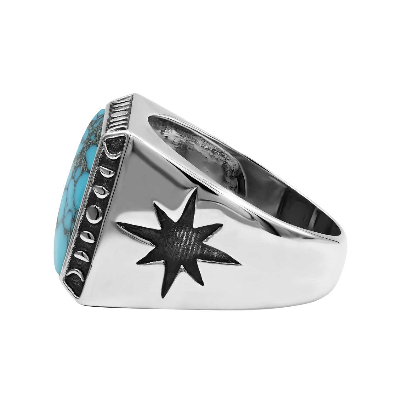 Stabilized Pressed Block Turquoise Square Shaped Ring